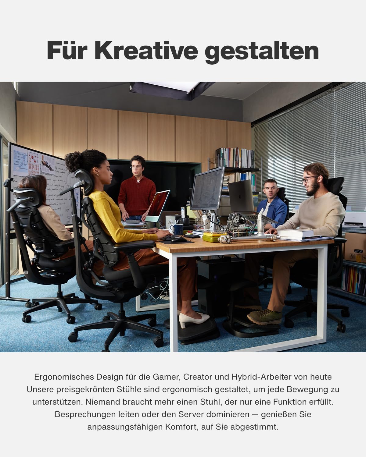 LiberNovo SE Ergonomischer Bürostuhl, Schreibtischstuhl mit manueller Lordosenstütze, 5 Neigungspositionen, Computerstuhl für langes Sitzen, für Home Office, Büro und Gaming, Obsidian 48 cm – Bild 10