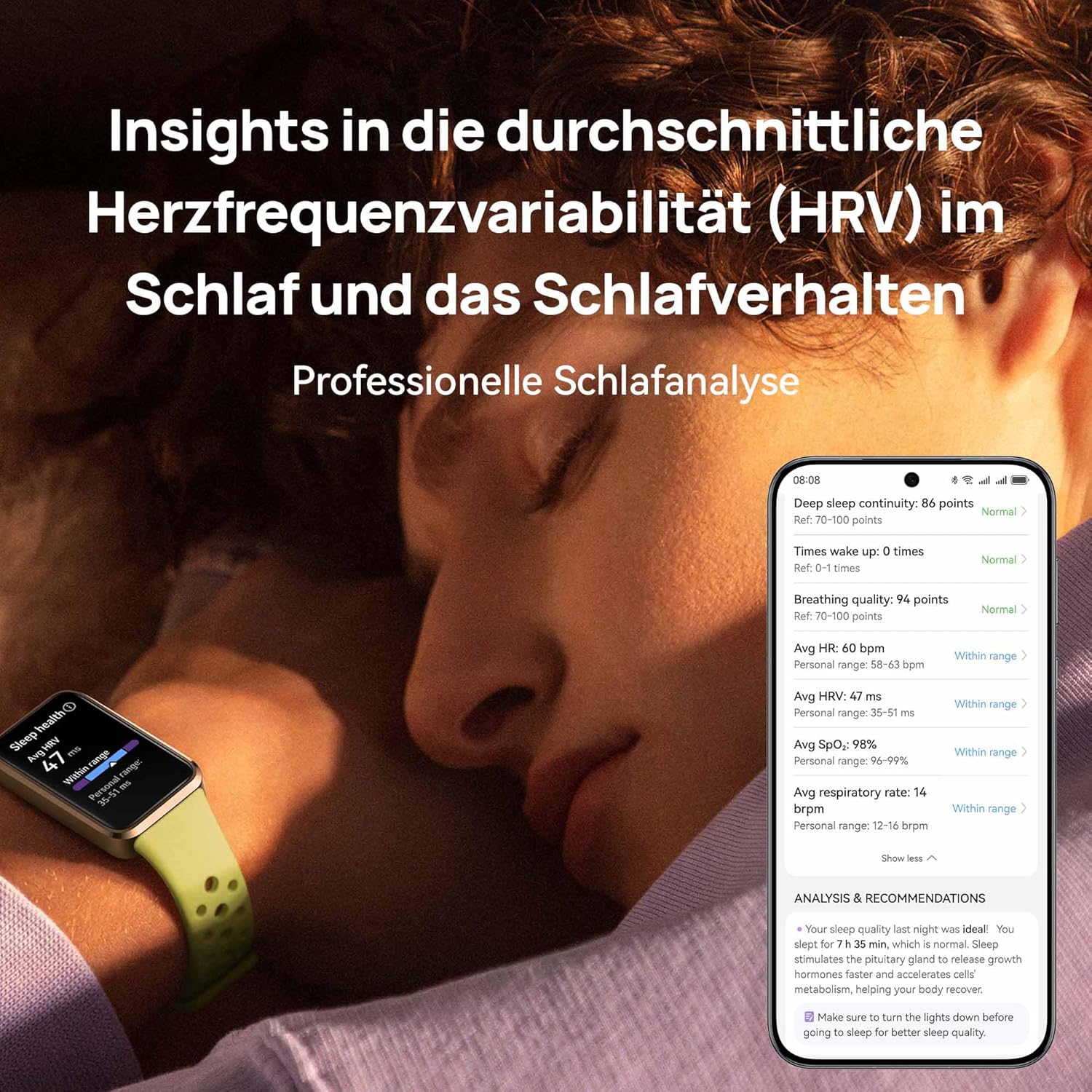 HUAWEI Band 10 Smartwatch Fitness-Tracker Schwarz | Das Tracking rund um die Uhr ermöglicht eine genaue Schlafanalyse und HRV-Messung. Perfekt für Fitnessbegeisterte zur täglichen Erholung. – Bild 3