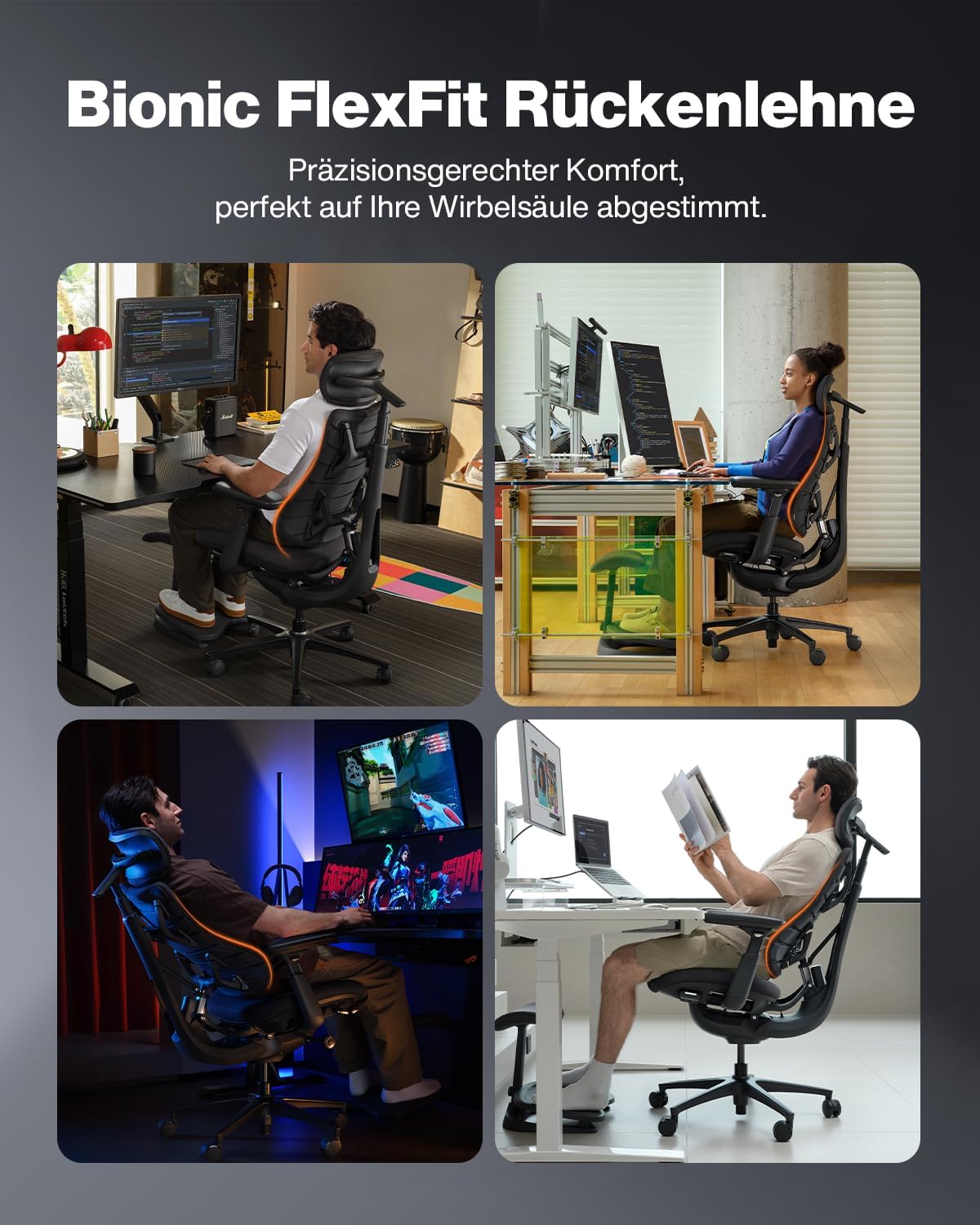 LiberNovo Pro Airflow Ergonomischer Bürostuhl, aktive Airflow-Sitzbelüftung mit 2 Lüfterstufen für sofortige Kühlung und langanhaltenden Komfort, 5 Neigungspositionen, Glacier 48 cm – Bild 6