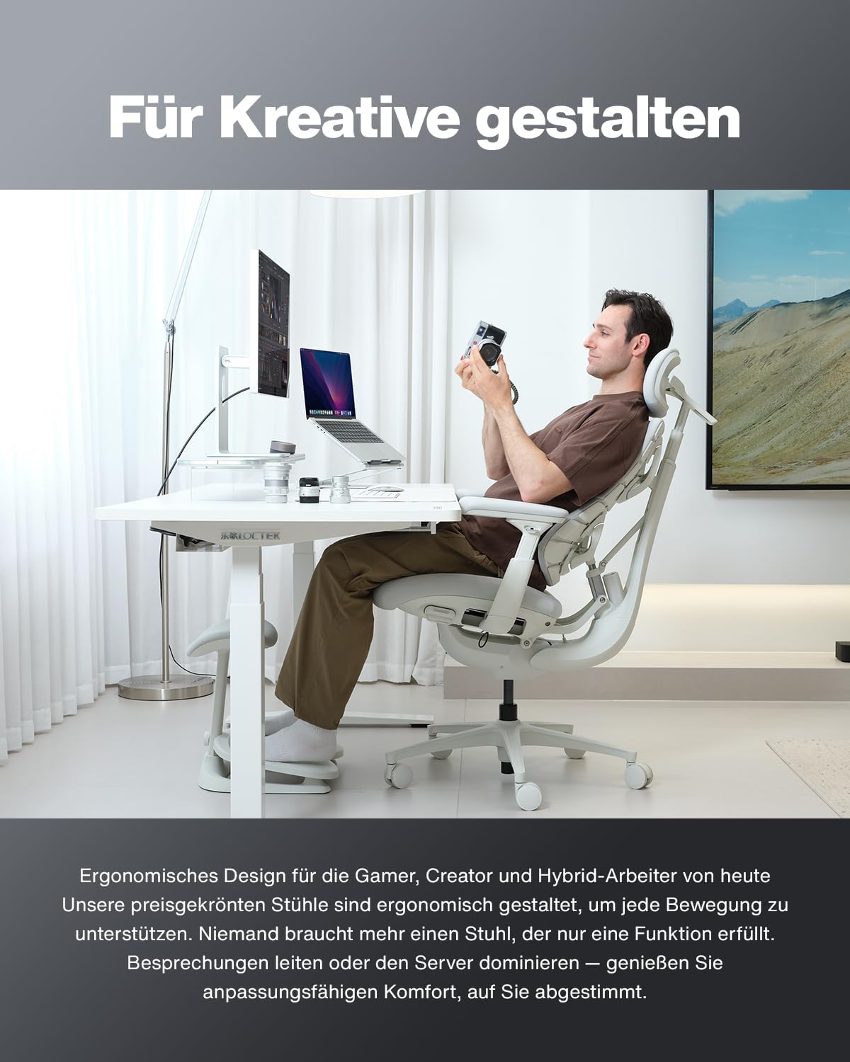 LiberNovo Pro Airflow Ergonomischer Bürostuhl, aktive Airflow-Sitzbelüftung mit 2 Lüfterstufen für sofortige Kühlung und langanhaltenden Komfort, 5 Neigungspositionen, Glacier 48 cm – Bild 9