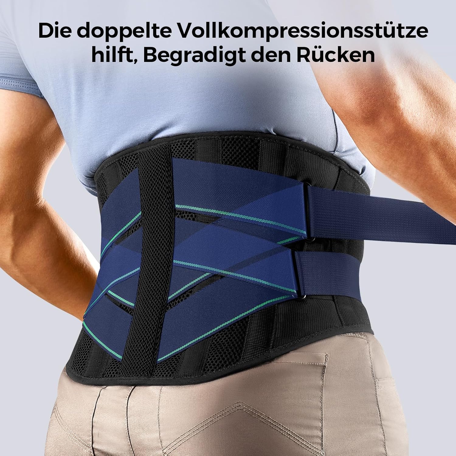 FREETOO Rückenstützgürtel mit 7 Metallstützen, bequeme Rückenbandage für Männer und Frauen mit abnehmbarem 3D-Lendenpolster für den unteren Rücken, LWS, atmungsaktiver Rückengurt für Arbeit und Sport – Bild 4