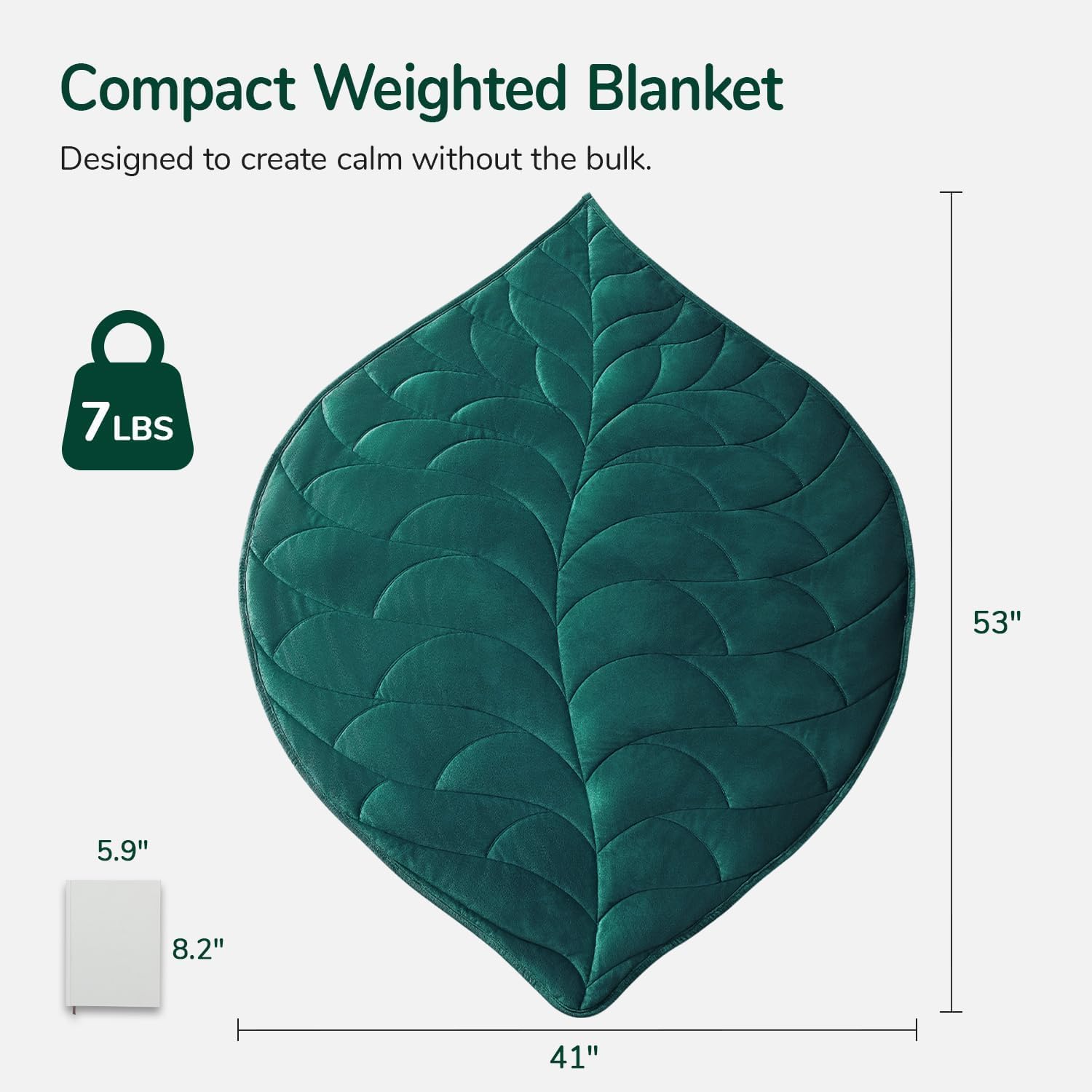 Sivio Gewichtsdecke für Erwachsene, 7 lbs (3,2 kg), 104 x 135 cm – kuschelige Kristallsamtdecke zum Entspannen, tragbare Reisedecke, Ganzjahresdecke, maschinenwaschbar, dunkelgrün – Bild 3