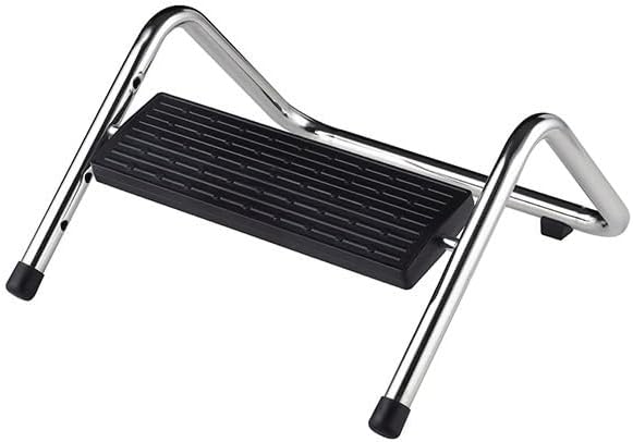 Q-Connect Premium Metall-Fußstütze, höhenverstellbar, Fußstütze, Schwarz, Maße: 355 x 340 x 170 mm
