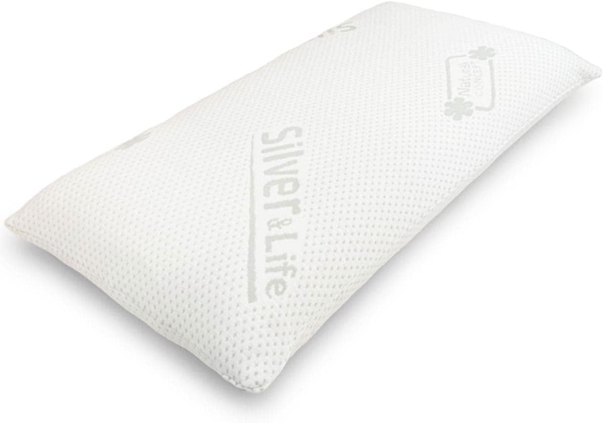 Orthopädisches Nackenstützkissen Silver Neck – Viskoelastisches Memory-Schaum-Kissen mit Silver & Life-Bezug – 70 x 34 cm – Höhe 12 cm
