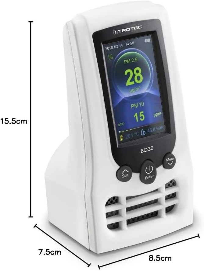 TROTEC CO2-Luftqualitätsmonitor und Partikelmessgerät BQ30 CO2-Ampel, Luftqualitätsmessungen, Kontrolle von Feinstaub und CO2-Belastung – Bild 8