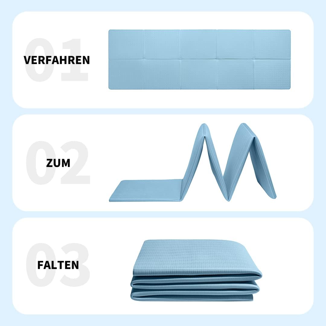 Good Nite faltbare Yogamatte, rutschfest, tragbare Fitnessmatte, faltbar, leicht, Gymnastikmatte, Pilates, Sport, Reise-Gogamat, 183 x 61 x 0,6 cm – Bild 3