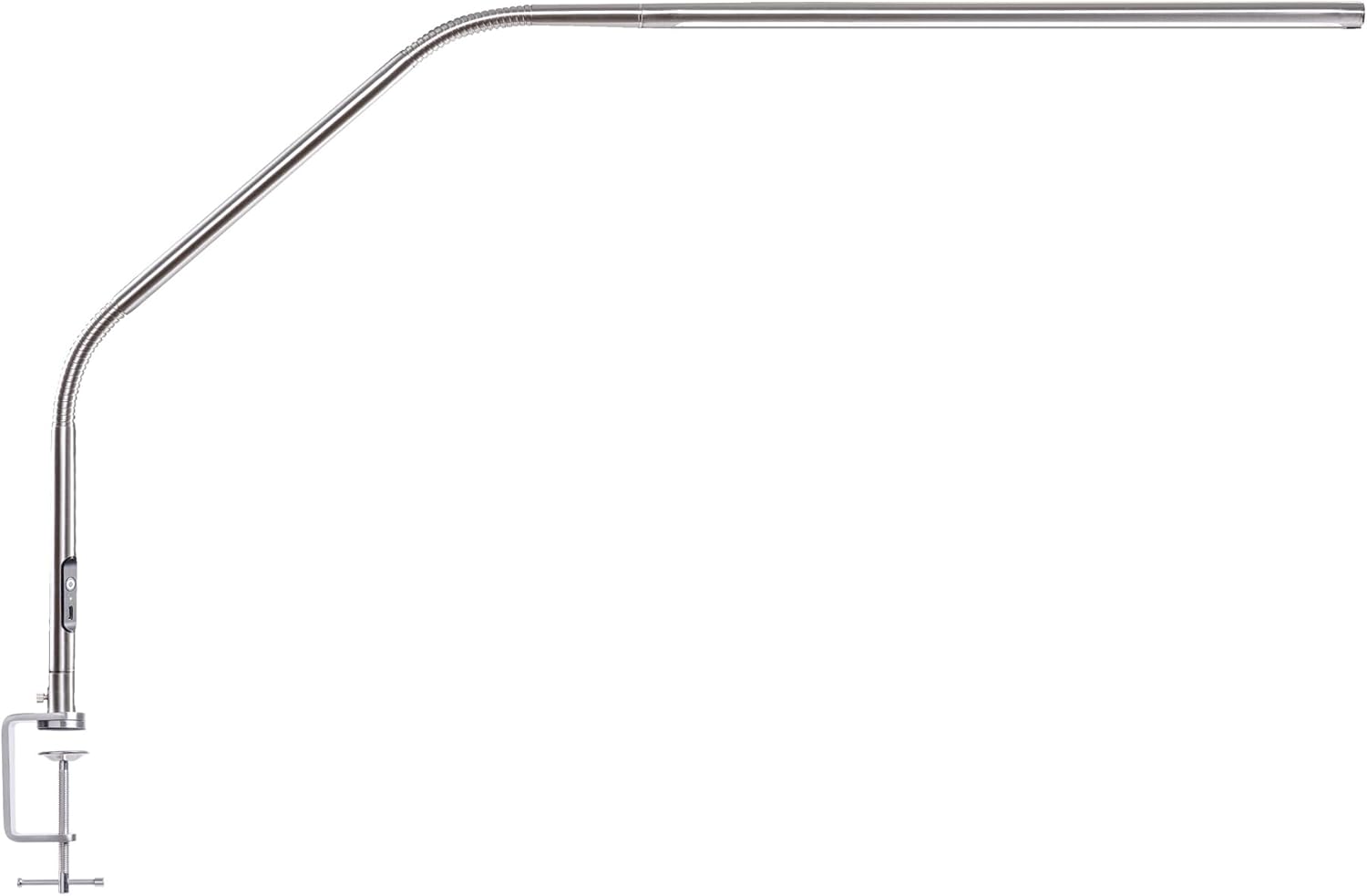 Daylight Slimline 4 LED-Tischlampe – 6000 K, 3200 Lux, 4 Helligkeitsstufen, USB-C-Ladeanschluss, blendfreier Diffusor, verstellbare Schreibtischlampe für Kunst, Handwerk, gebürsteter Stahl