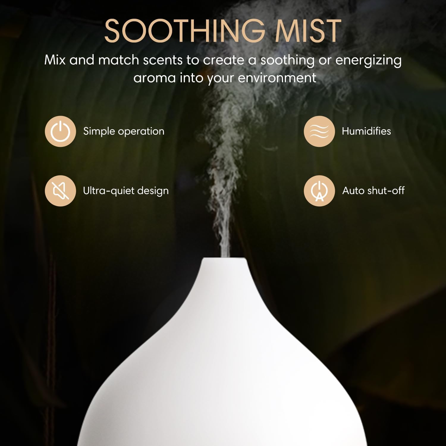 SALKING Aroma-Diffusor für ätherische Öle – Aromatherapie-Raumduft, Ultraschall-Diffusor 100 ml mit automatischer Abschaltfunktion, weiße Holzmaserung, Duftöl-Diffusoren, Öllampe, RGB für Zuhause und Büro – Bild 3
