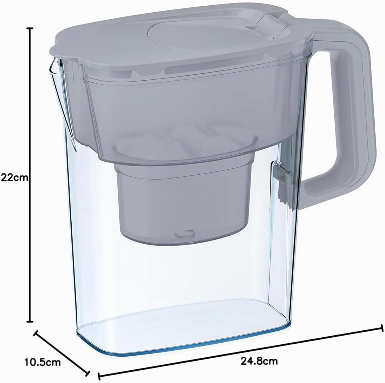 AQUAPHOR Kompakter Wasserfilterkrug mit 1 Maxfor+ Kartusche, 2,4 l, Grau, ideal für die Kühlschranktür und kleine Küchen – Bild 11