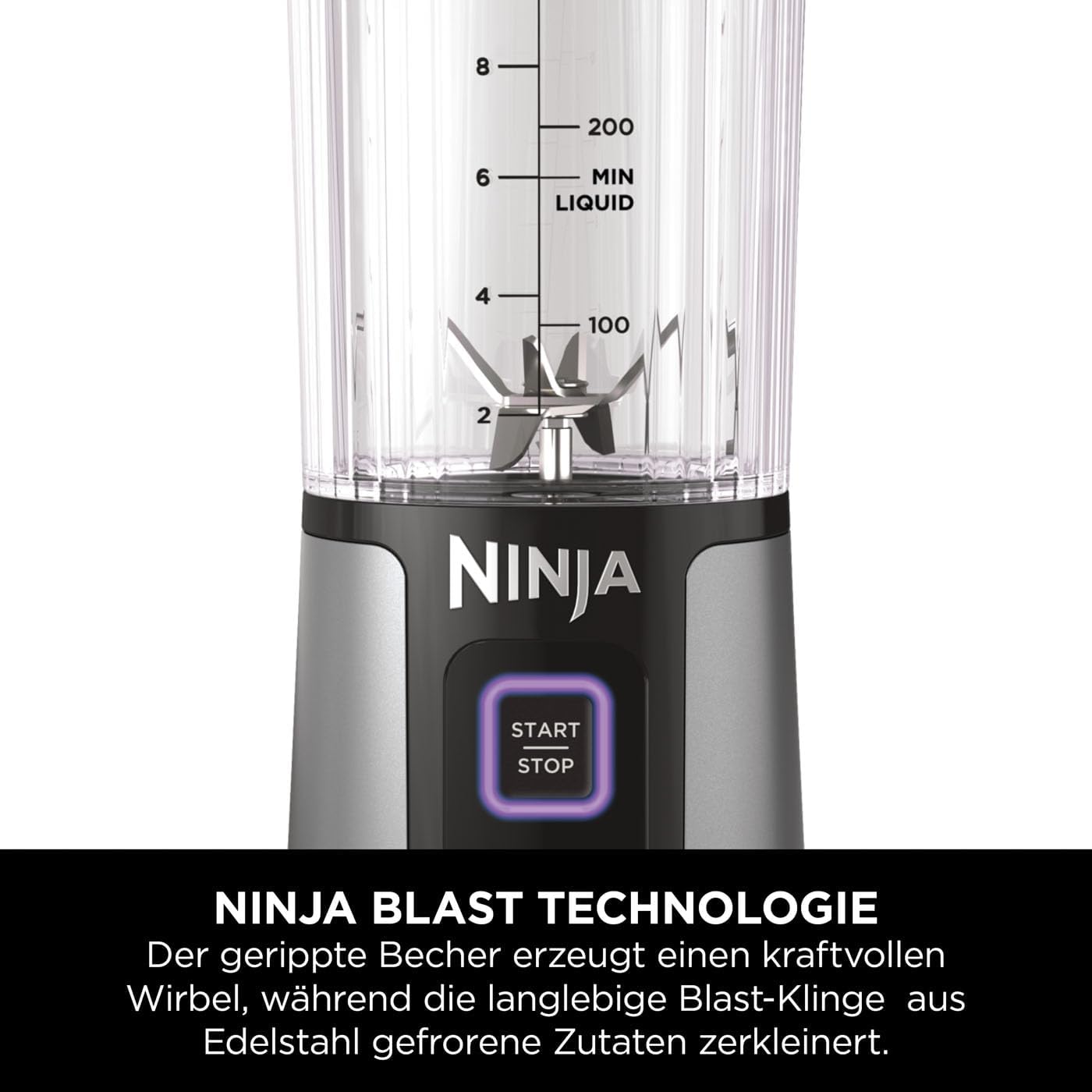 Ninja Blast BC151EUBK Tragbarer Mixer und Smoothie-Maker, 530-ml-Becher mit auslaufsicherem Deckel und Trinköffnung, leistungsstark, kabellos und wiederaufladbar, zerkleinert Eis und gefrorene Früchte, schwarz – Bild 13