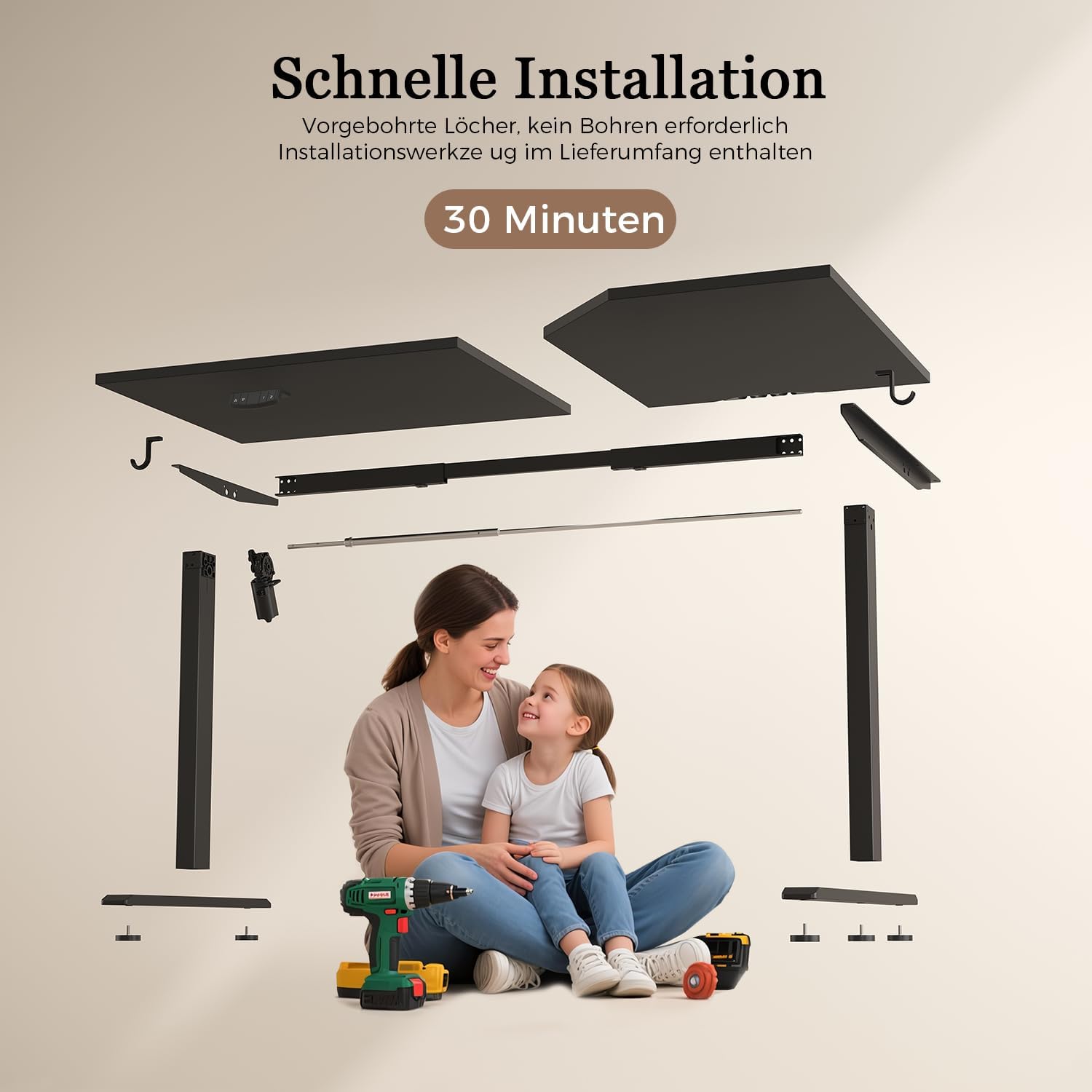 Klicelor Höhenverstellbarer Schreibtisch, elektrischer Stehsitz-Bürotisch, Computertisch mit 2 Memory-Funktionen, Stehpult, 160 x 90 cm, Schwarz – Bild 7