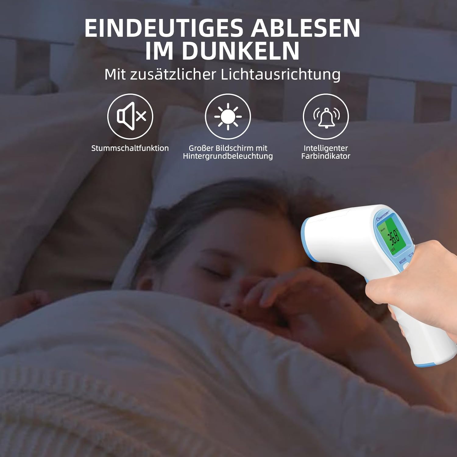 Berrcom Fieberthermometer, kontaktloses Infrarot-Stirnthermometer für Babys, Kinder, Erwachsene, digitales medizinisches Thermometer 3 in 1 mit sofort genauen Messwerten – Bild 5