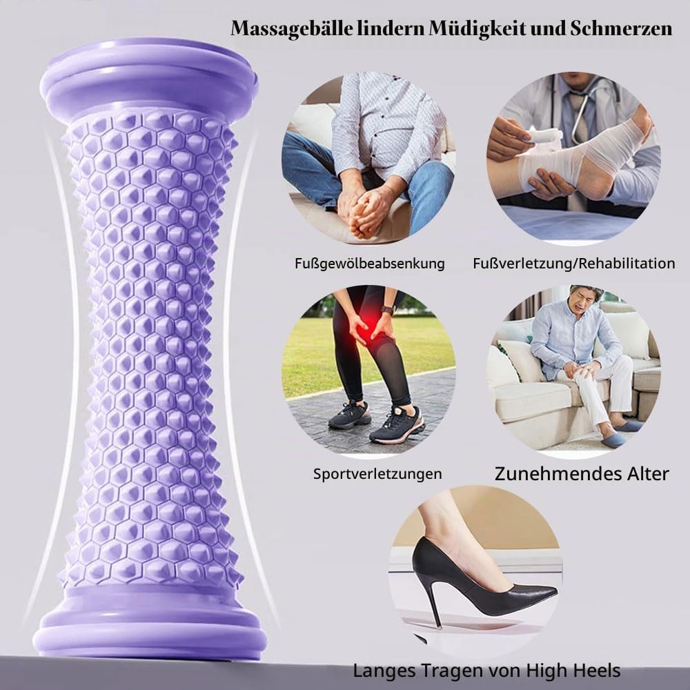 Massagerolle, Fußmassage, Schmerzmassagegerät, Gummi-Massagerolle, Fußmassagerolle, Fußmassagegerät für Fußgewölbeschmerzen, Fersenbahn, Stressabbau, Neuropathie (lila) – Bild 2
