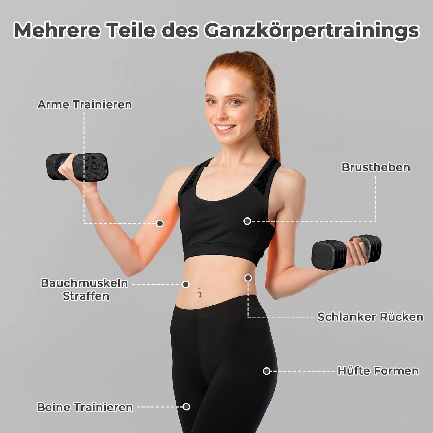 Dripex Kurzhantel-Set, verstellbare Kurzhanteln, 1 Paar 2,5 kg x 2 oder 5 kg x 2 oder 7,5 x 2, 6 Hantelscheiben mit einem Gewicht von 0,25 kg oder 0,5 kg oder 0,75 kg – Bild 7