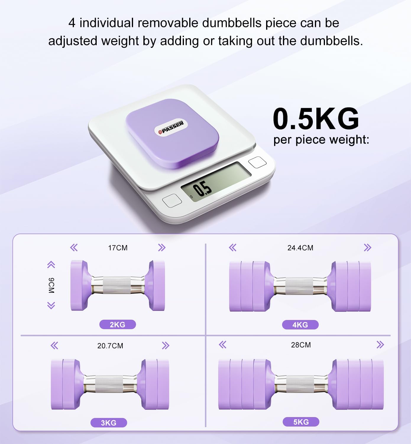 10 kg Hanteln verstellbar, 4-in-1 Hanteln verstellbar für Damen Herren, Hantel-Set, Hantel-Set für Zuhause, Fitnessstudio, Training, Krafttraining, Workout – Bild 2