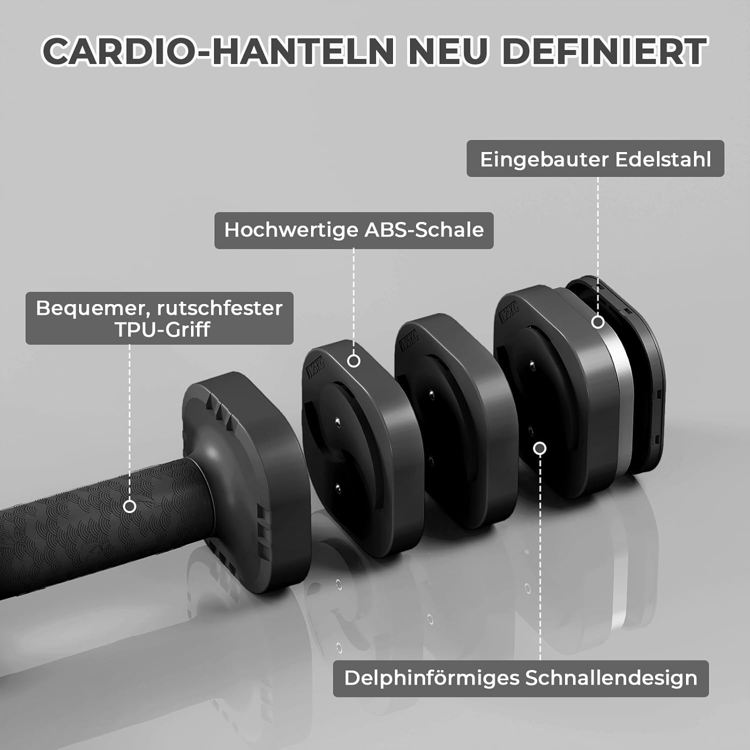 Dripex Kurzhantel-Set, verstellbare Kurzhanteln, 1 Paar 2,5 kg x 2 oder 5 kg x 2 oder 7,5 x 2, 6 Hantelscheiben mit einem Gewicht von 0,25 kg oder 0,5 kg oder 0,75 kg – Bild 5