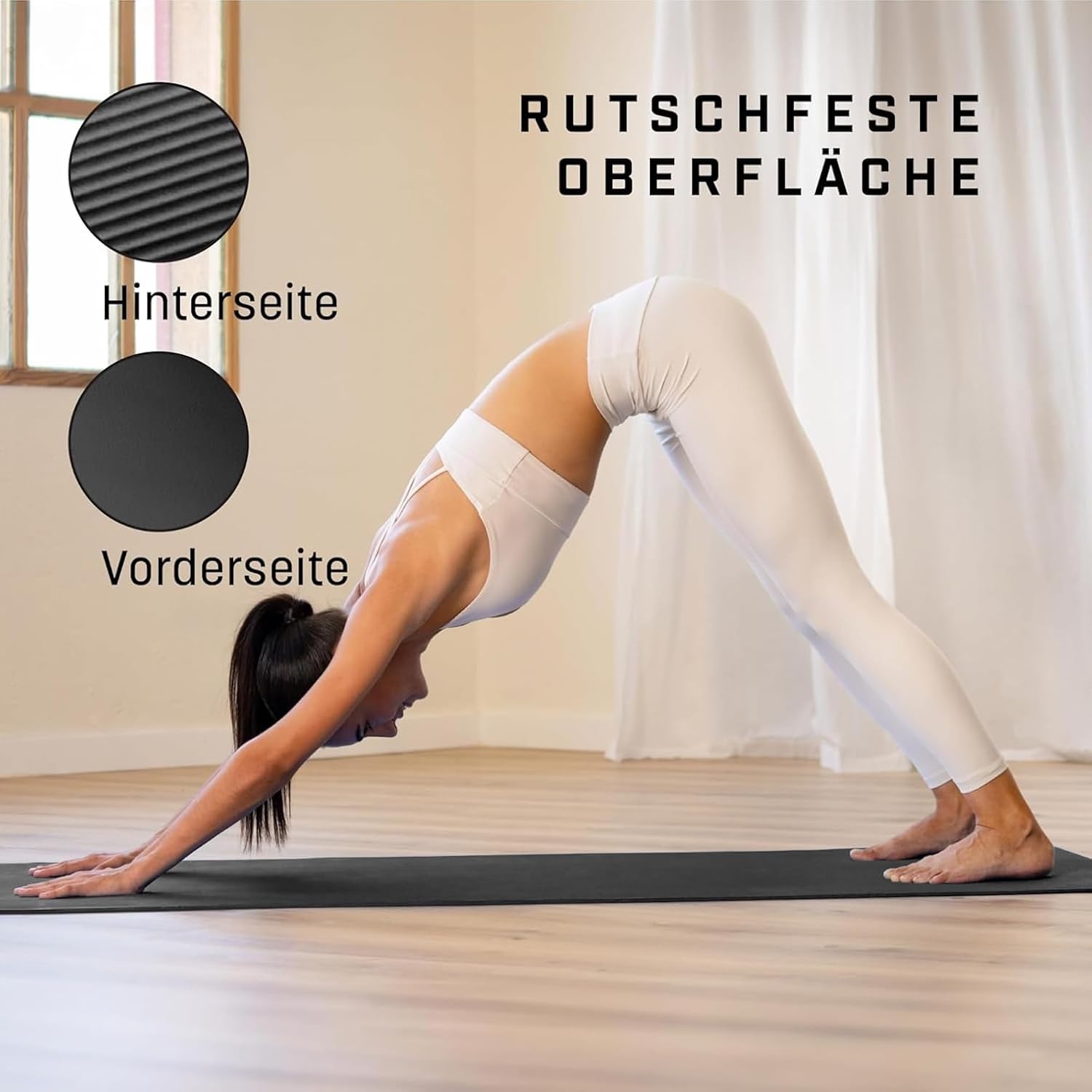 KG Physio rutschfeste Yogamatte mit Schultergurt – Gymnastikmatte für Yoga, Heimtraining, HiiT und Pilates – Fitnessmatte, Sportmatte, Yogamatte rutschfest, 183 cm x 60 cm x 8 mm – Bild 4