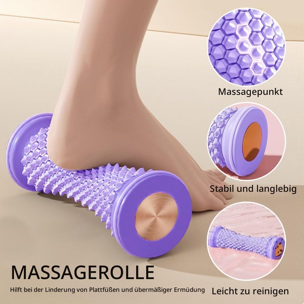Massagerolle, Fußmassage, Schmerzmassagegerät, Gummi-Massagerolle, Fußmassagerolle, Fußmassagegerät für Fußgewölbeschmerzen, Fersenbahn, Stressabbau, Neuropathie (lila) – Bild 3