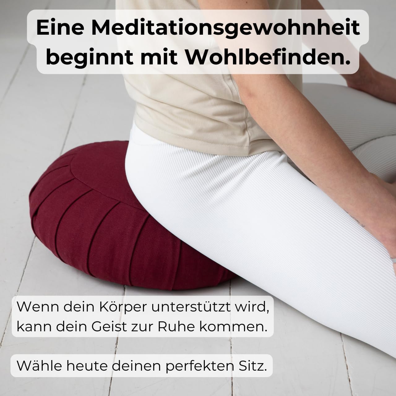 basaho Klassisches Zafu Meditations-Yogakissen | Bio-Baumwolle | Buchweizenschalen | Abnehmbarer und waschbarer Bezug – Bild 3