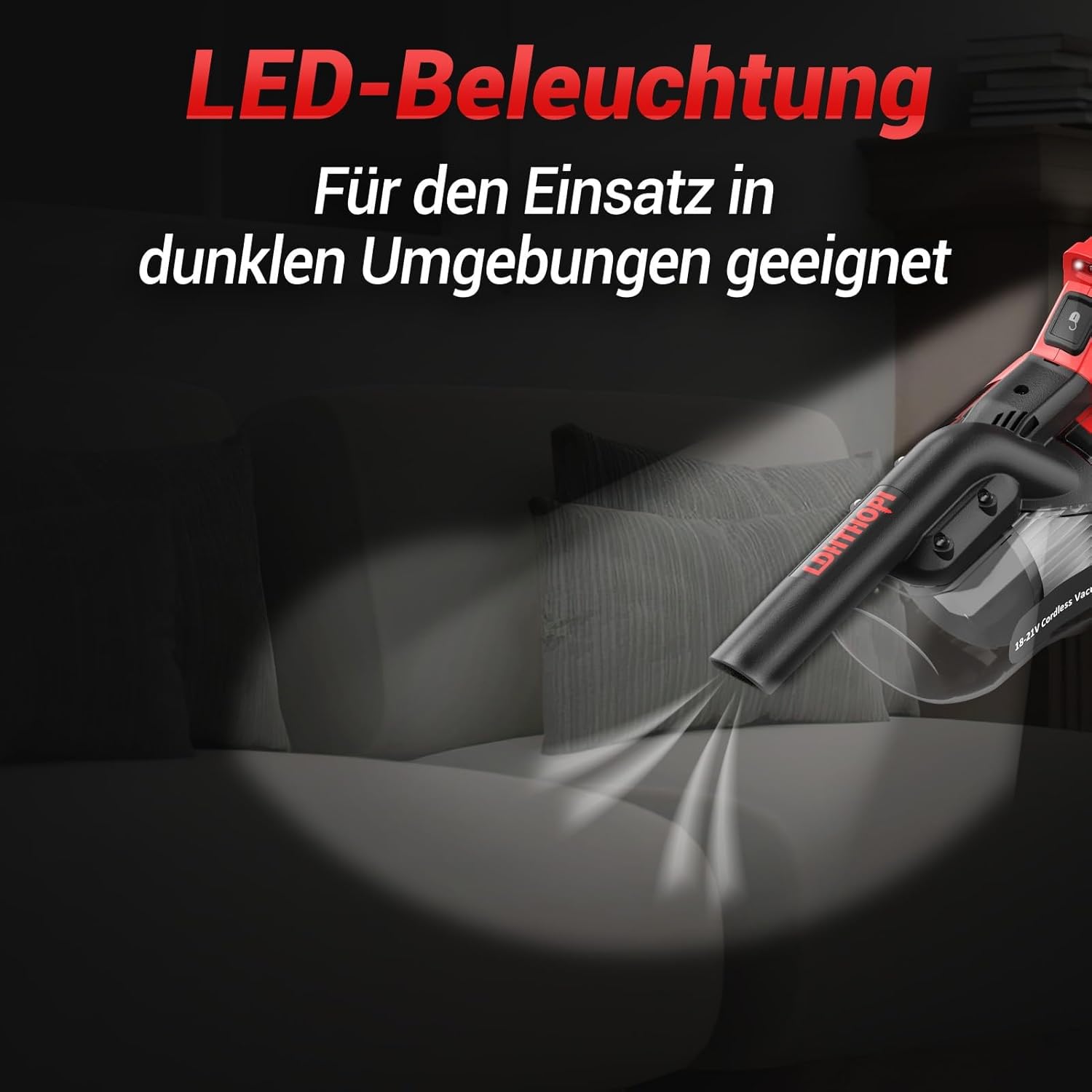 LDHTHOPI Akku-Staubsauger für Makita 18 V, 20000 Pa Starke Saugleistung, 1,28 kg leichter Staubsauger mit HEPA-Filter, 5-in-1-Handstaubsauger mit LED-Licht für Teppich, hart – Bild 5