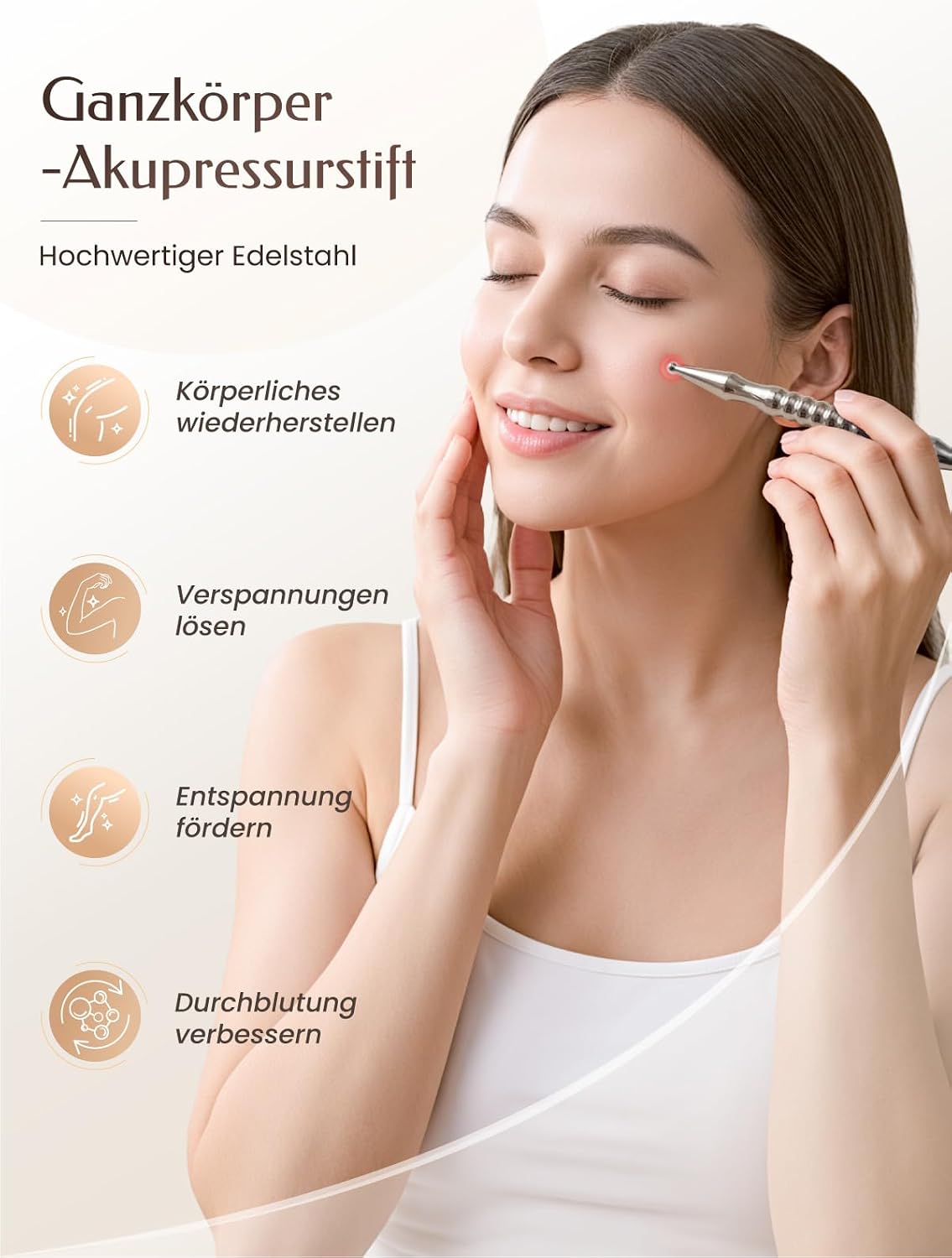 Akupunkturstift, Premium-Akupressurstift aus Edelstahl zur Schmerzlinderung bei Muskelverspannungen, Triggerpunkt-Massagestift, manuelles Reflexzonenmassagegerät – Bild 2