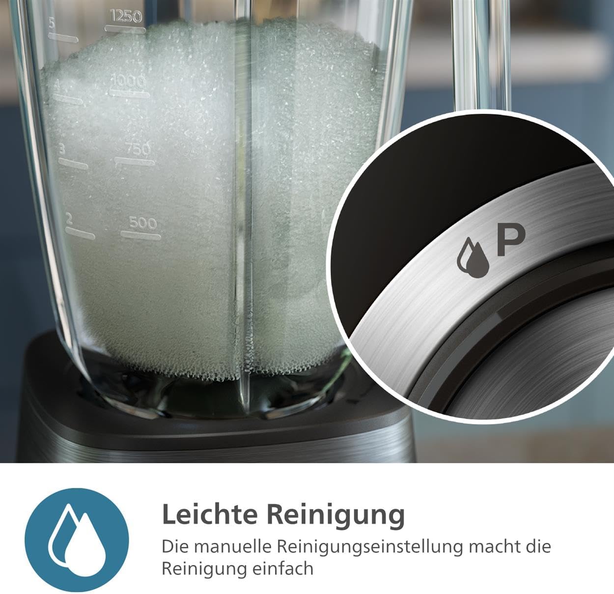 Mixer der Philips 5000-Serie mit Mix- und Go-Behälter – 1200 W. 2 l maximales Fassungsvermögen. ProBlend Plus-Technologie. Spülmaschinenfeste Teile. Schwarz (HR3031/00) – Bild 7