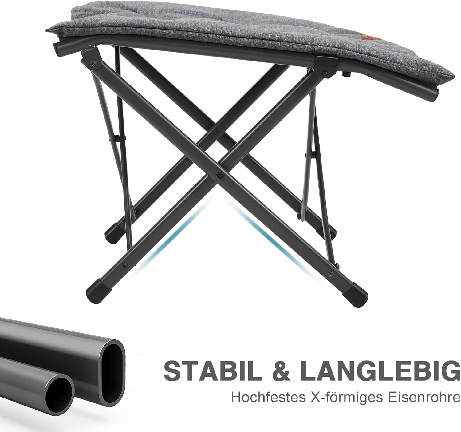 EVER ADVANCED Fußhocker, Fußstütze, klappbarer Klapphocker mit einer Höhe von 47 cm, Klapphocker, gepolsterte Fußstütze für Sessel, Garten- und Balkonstuhl – Bild 6