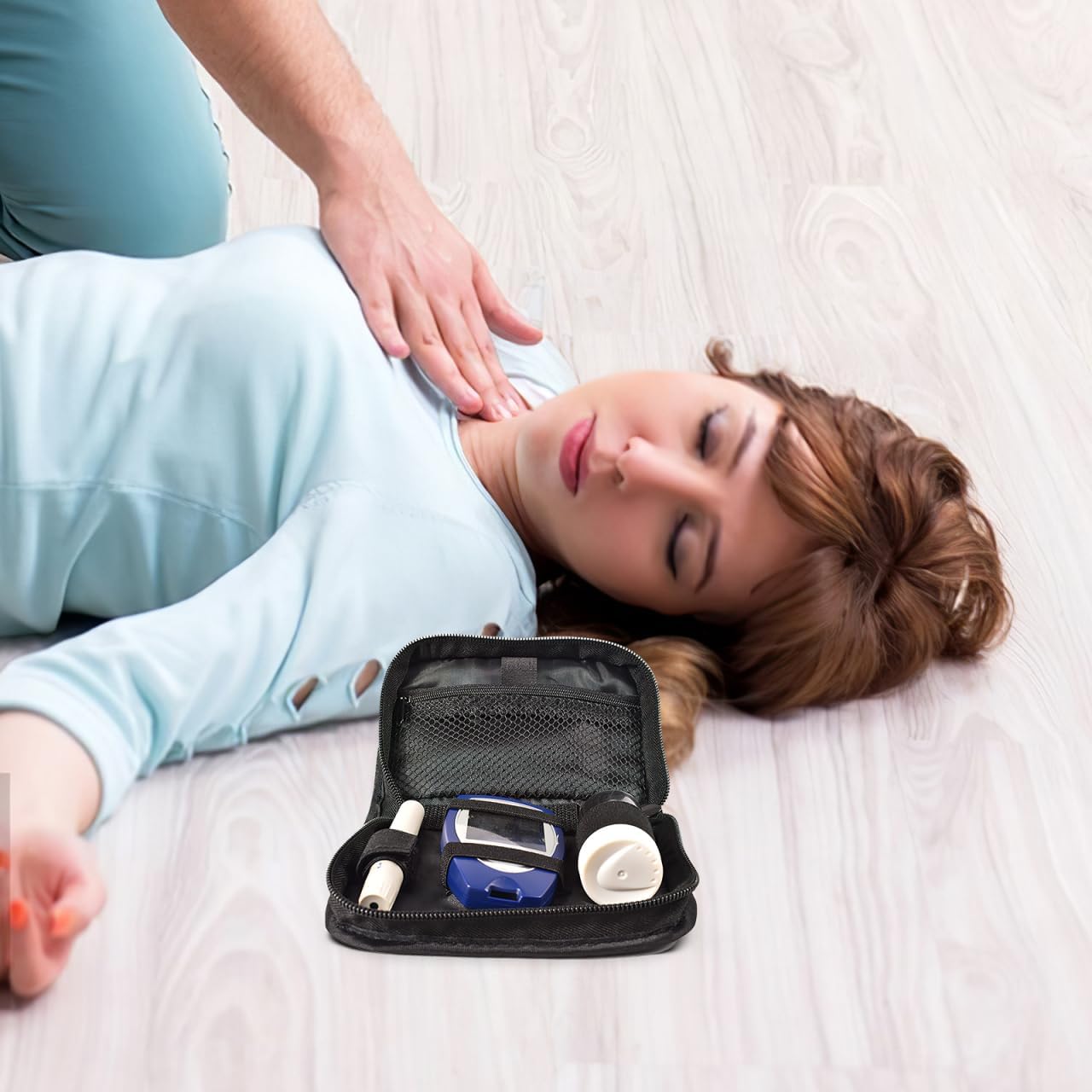 OUNONA Tragbare Aufbewahrungstasche für Blutzuckermessgeräte für Diabetiker, Organizer, Reisetasche, stoßfest, kompakt, Schwarz, 6,10 x 4,53 x 1,38 Zoll – Bild 7