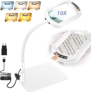 Drdefi 10 x rechteckige Lupe mit Li...