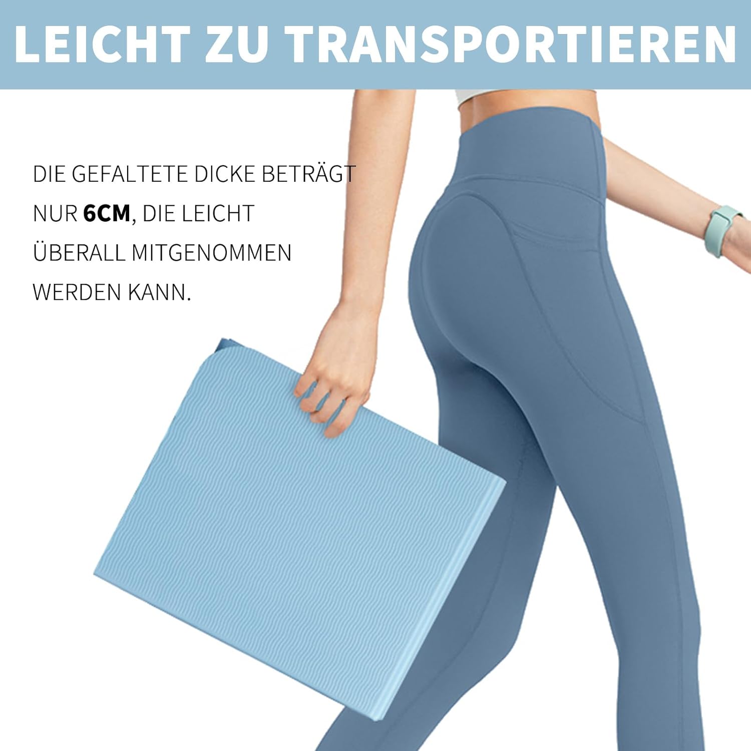 Good Nite faltbare Yogamatte, rutschfest, tragbare Fitnessmatte, faltbar, leicht, Gymnastikmatte, Pilates, Sport, Reise-Gogamat, 183 x 61 x 0,6 cm – Bild 7