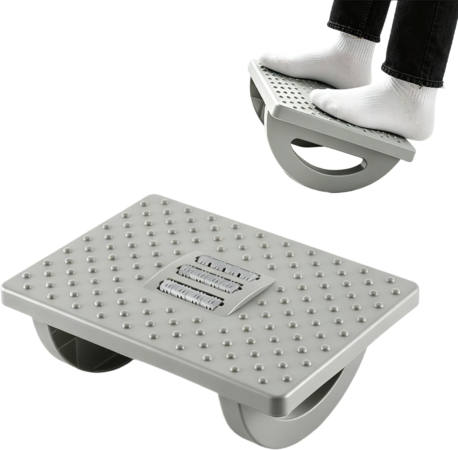 Fußstützen-Schreibtisch, ergonomischer Fußstützen-Schreibtisch, Fußstützen-Schreibtisch mit Massagefläche, für Zuhause, Büro und Reisen, entlastet die Beine (grau)