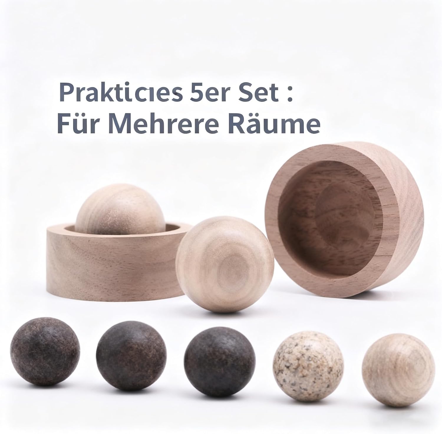 Diffusorkugel für ätherische Öle aus Naturholz, handgefertigte Aromatherapie-Dekoration aus massivem Holz für Zuhause, Büro und Auto, 48 x 35 mm, 5 Stück (Buchenholz, 5) – Bild 7