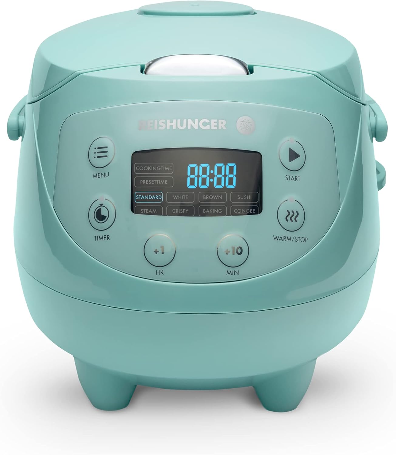 Reishunger Digitaler Reiskocher 0,6L, 350W, 220V Mehrzweckkocher mit 8 Programmen, 7-Phasen-Technologie, Premium-Innentopf, Timer und Warmhaltefunktion – Reis für bis zu 3 Personen | Warmhaltefunktion, Timer und Premium-Topf – kleiner Multikocher und Dampfgarer – 8 Programme, 7-Phasen-Technologie