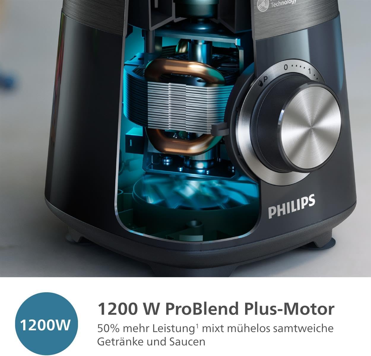 Mixer der Philips 5000-Serie mit Mix- und Go-Behälter – 1200 W. 2 l maximales Fassungsvermögen. ProBlend Plus-Technologie. Spülmaschinenfeste Teile. Schwarz (HR3031/00) – Bild 3