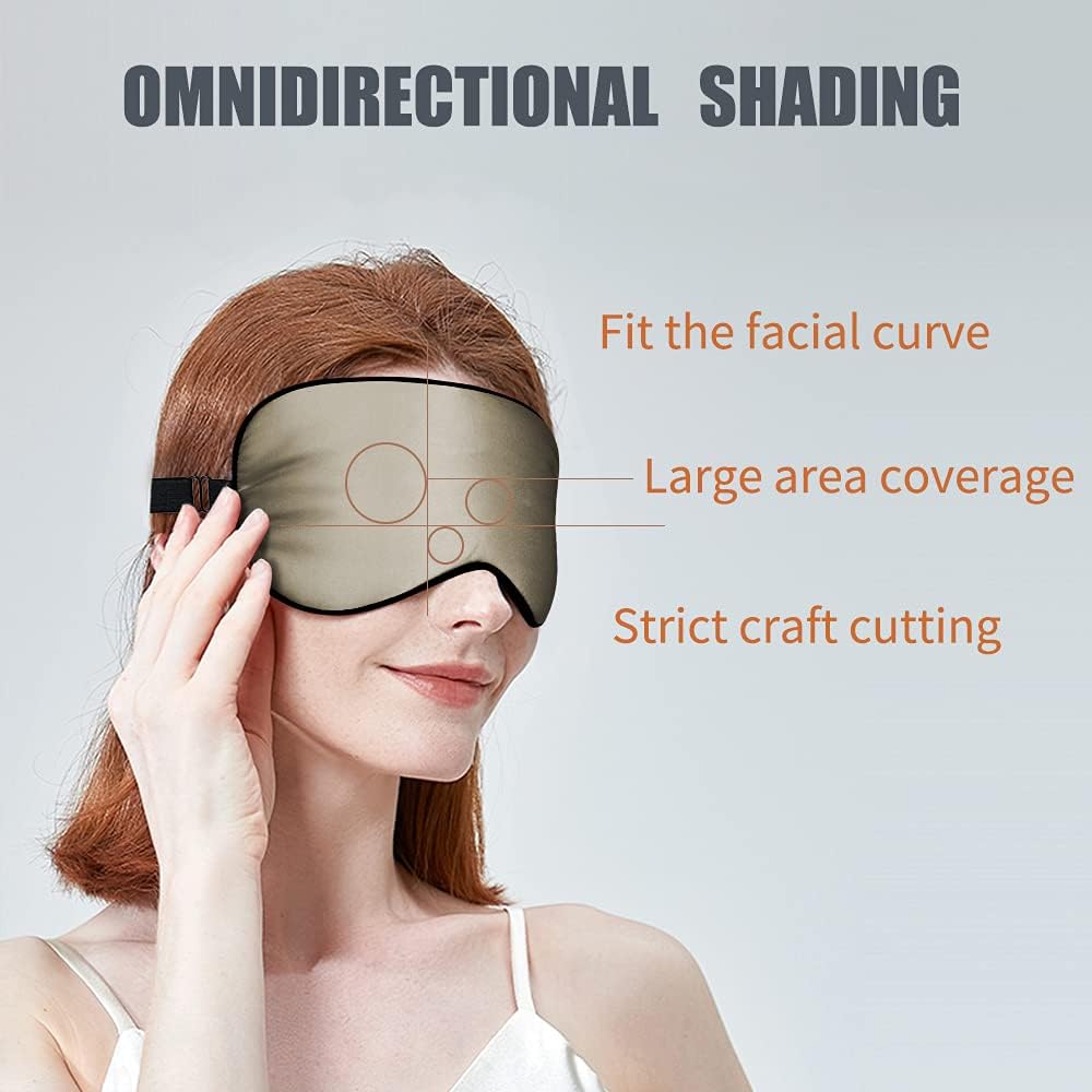 OLESILK Set mit 2 verstellbaren Schlafmasken aus Seide, Augenmaske aus 100 % Maulbeerseide zum Schlafen für Männer und Frauen, Unisex-Set für Zuhause oder auf Reisen, Schwarz + Taupe – Bild 3