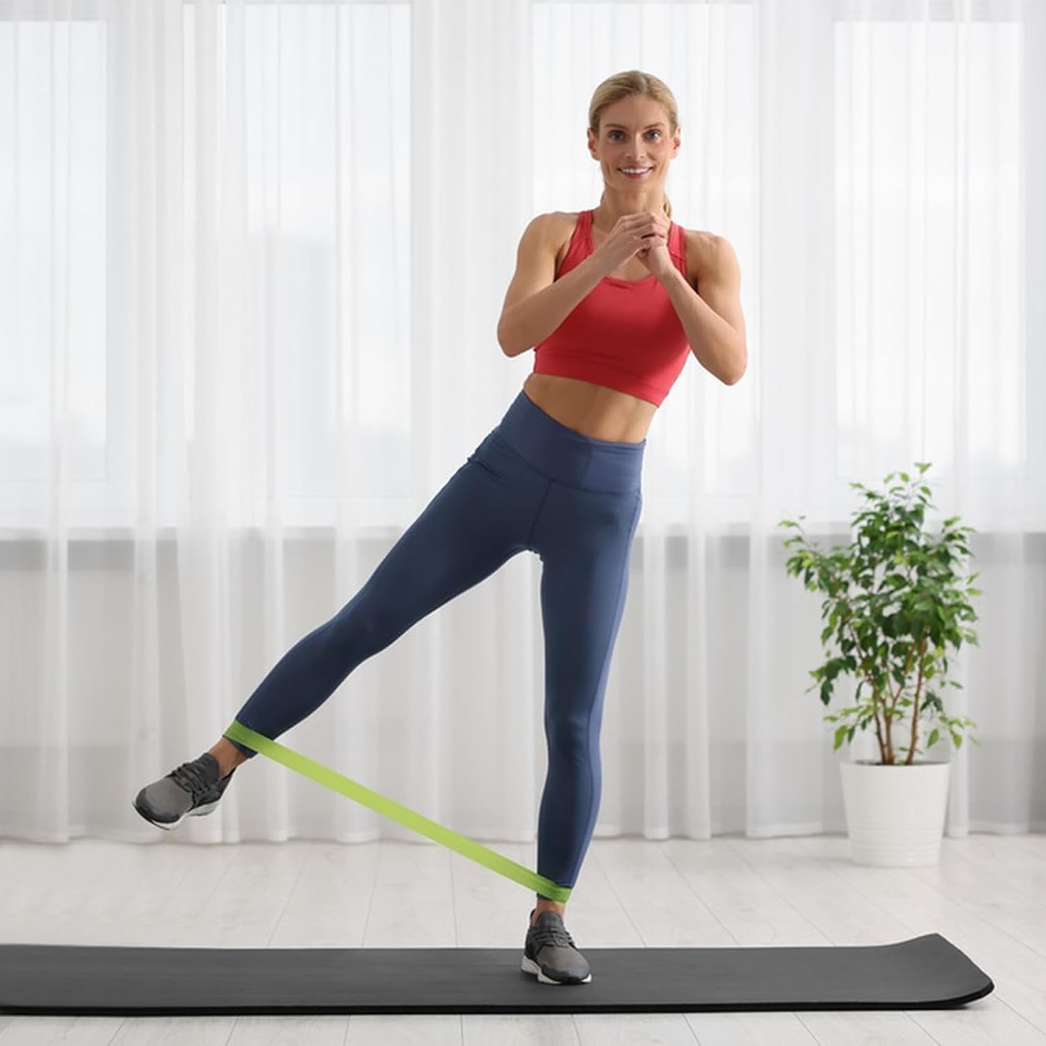 5 Stück Widerstandsbänder, Widerstandsbänder, Fitnessbänder, Widerstandsbänder mit 5 verschiedenen Widerstandsstufen, zum Dehnen von Yoga, mit Tragetasche und Anleitung (evtl. nicht in deutscher Sprache) – Bild 6