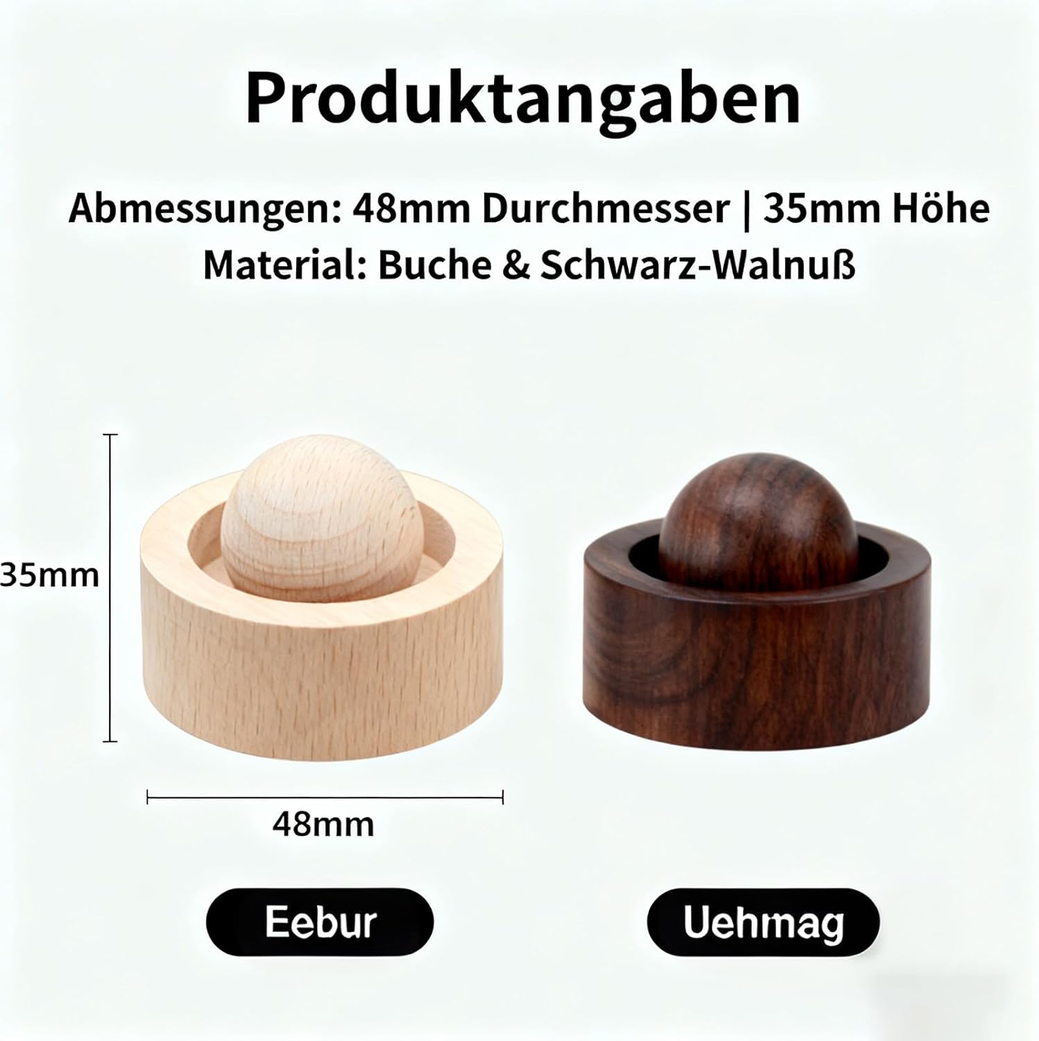 Diffusorkugel für ätherische Öle aus Naturholz, handgefertigte Aromatherapie-Dekoration aus massivem Holz für Zuhause, Büro und Auto, 48 x 35 mm, 5 Stück (Buchenholz, 5) – Bild 3