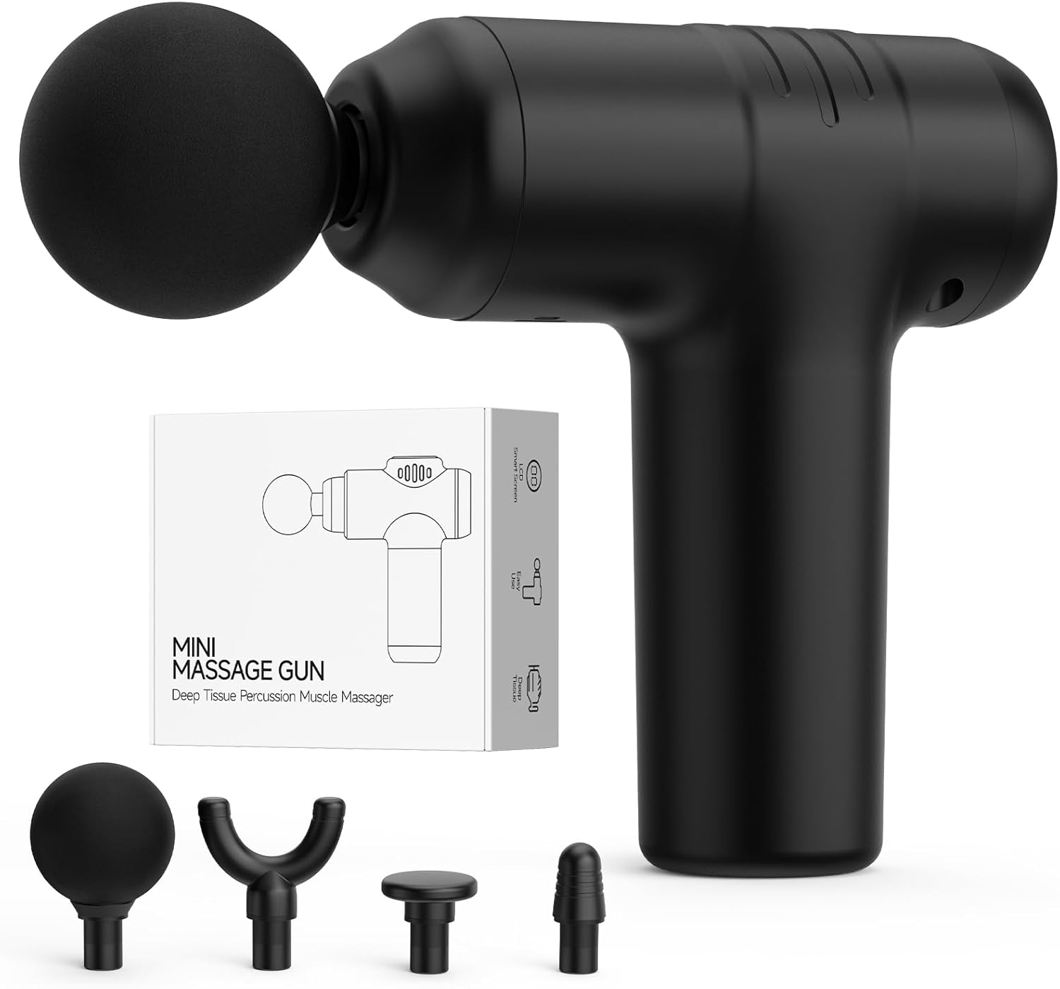 Mini-Massagepistole, Faszienpistole, Mini-Massagegerät, Massagepistole, 30 Stufen & 12 mm Amplitude, 450 g leicht & < 40 dB, Touchscreen, 4 Aufsätze, USB-C, Tiefenmassage für Muskeln – Bild 9