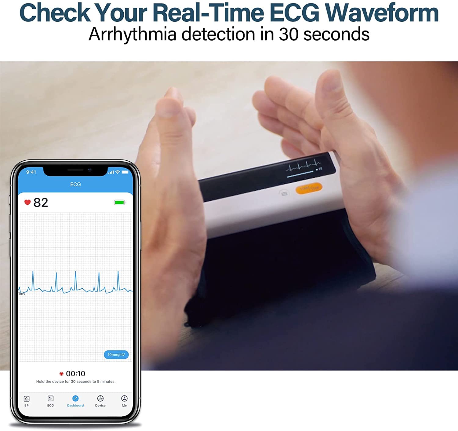 ViATOM Oberarm-Blutdruckmessgerät mit EKG, kabelloser Herzgesundheitsmonitor, Blutdruck- und EKG-Messung, unbegrenzter Speicher, kostenlose App für iOS und Android – Bild 2