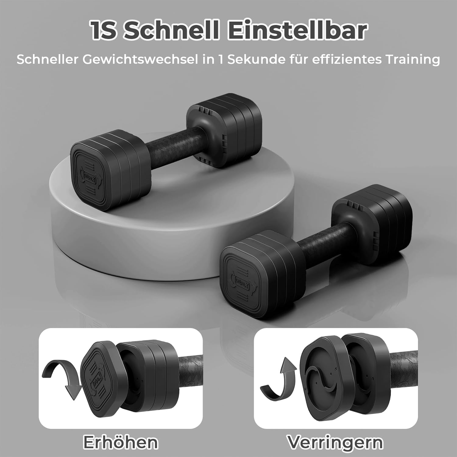 Dripex Kurzhantel-Set, verstellbare Kurzhanteln, 1 Paar 2,5 kg x 2 oder 5 kg x 2 oder 7,5 x 2, 6 Hantelscheiben mit einem Gewicht von 0,25 kg oder 0,5 kg oder 0,75 kg – Bild 2