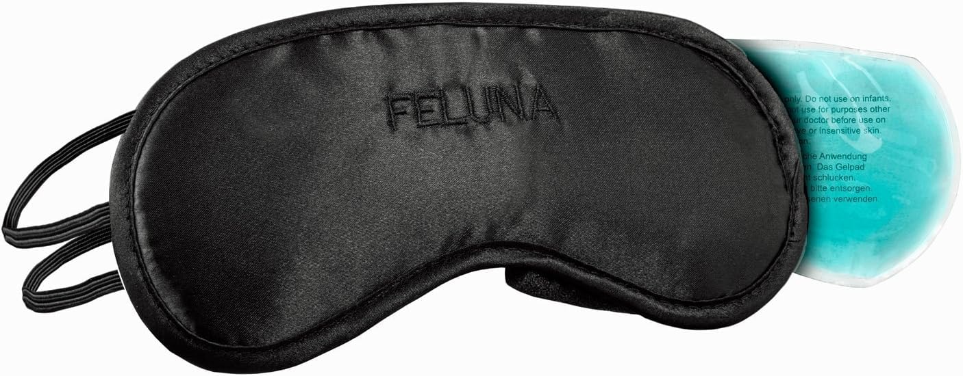 Gel-Gesichtsmaske, Entspannungsmaske, Wellness-Maske zur Kältetherapie, Gel-Maske, Kühlmaske bei Sonnenbrand & Allergien, Kühlbrille, Entspannungsmaske bei Migräne und Kopfschmerzen (Schlafmaske, Schwarz) – Bild 2