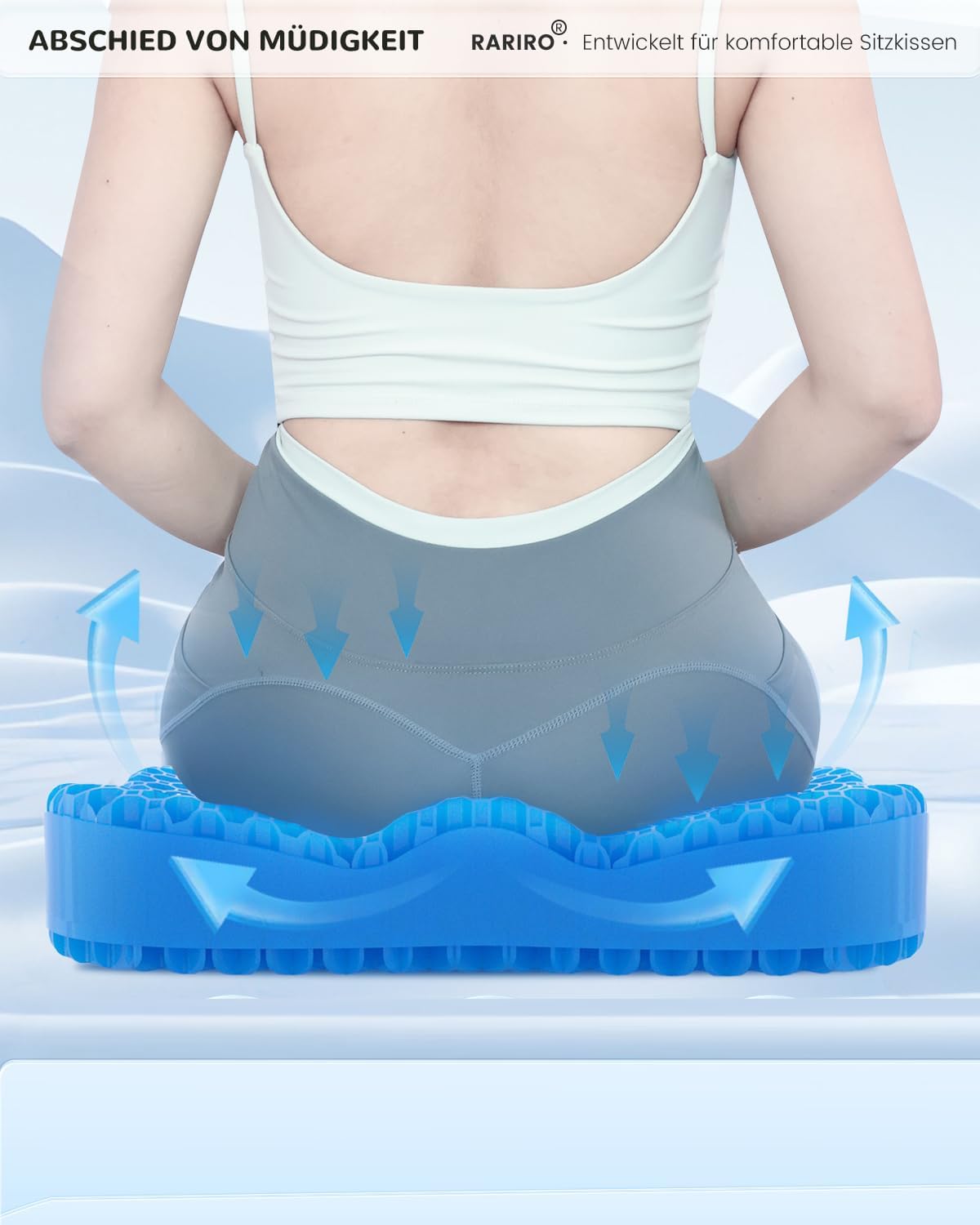 Gelkissen Sitzkissen Wabenstruktur Ergonomischer Bürostuhl Schreibtischstuhl Rollstuhl Autostuhl Softsitter Gel Sitzerhöhung Stuhl Blau Extra Weich – Bild 3