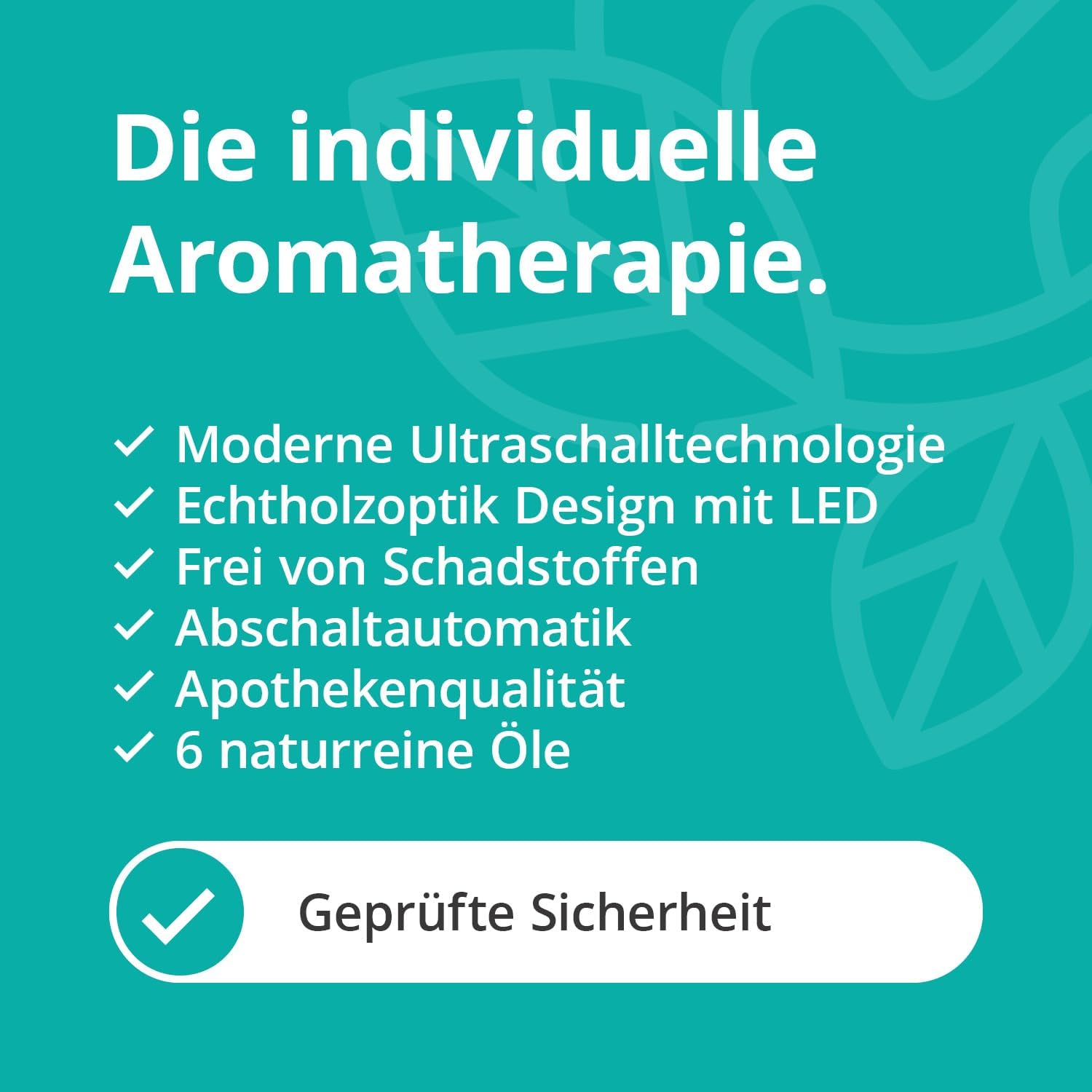 Aromadiffusor im Holzdesign mit Top 6 Set natürlichen ätherischen Ölen - Aromadiffusor - 300 ml - Leise Ultraschalltechnologie - Luftbefeuchter - LED-Beleuchtung – Bild 9