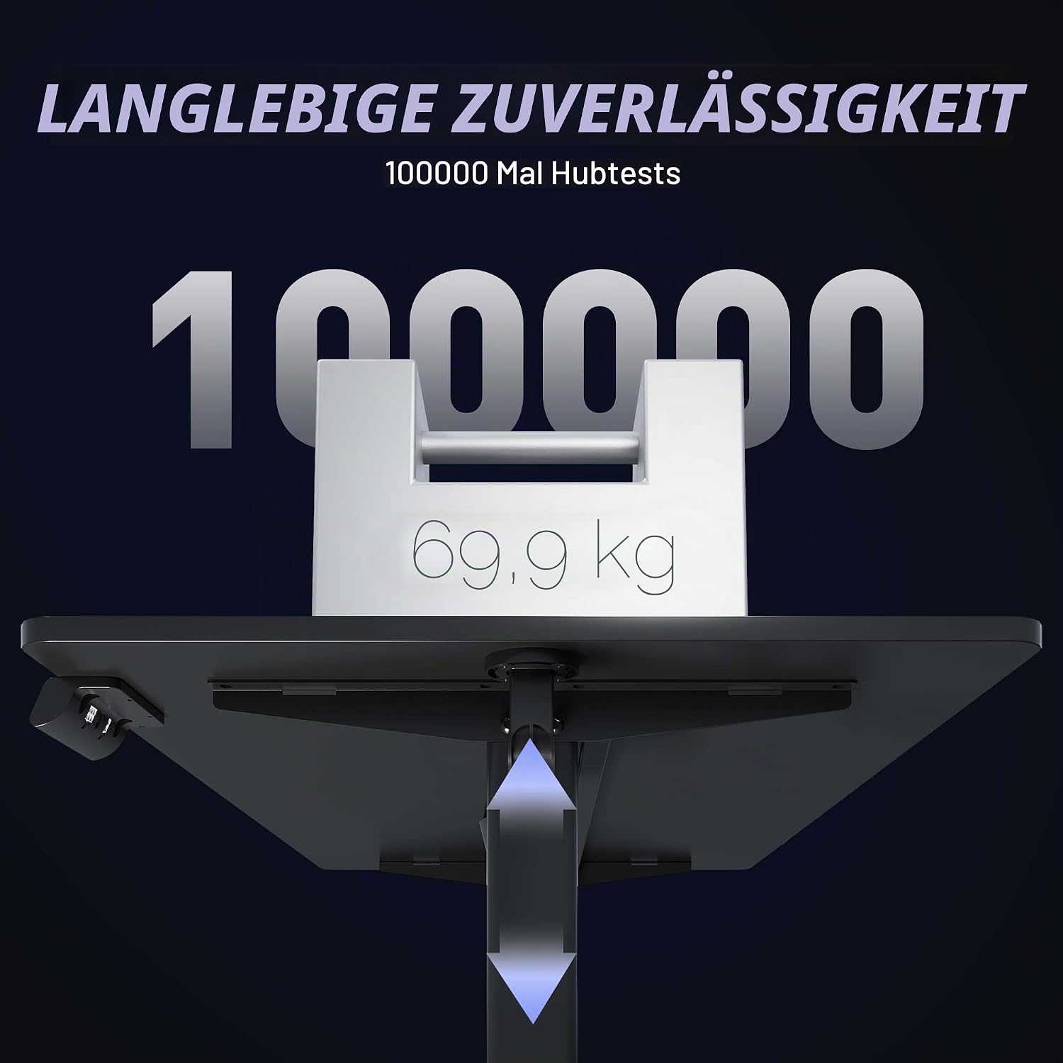 Elektrisch höhenverstellbarer Schreibtisch 120 x 60 cm Schwarz | 72–118 cm Höhe, 2+3 Speicher, 45 dB Motor, 70 kg Tragkraft, Räder und 3 Jahre kostenloser Motoraustausch. – Bild 5