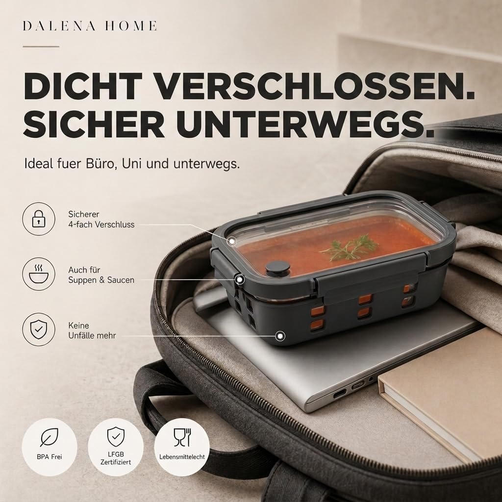 Meal-Prep-Boxen-Set 3 x 1520 ml – Borosilikatglas, auslaufsicher, stapelbar, mikrowellengeeignet, mit Silikon-Schutzbeschichtung und Dampfventil – Bild 3