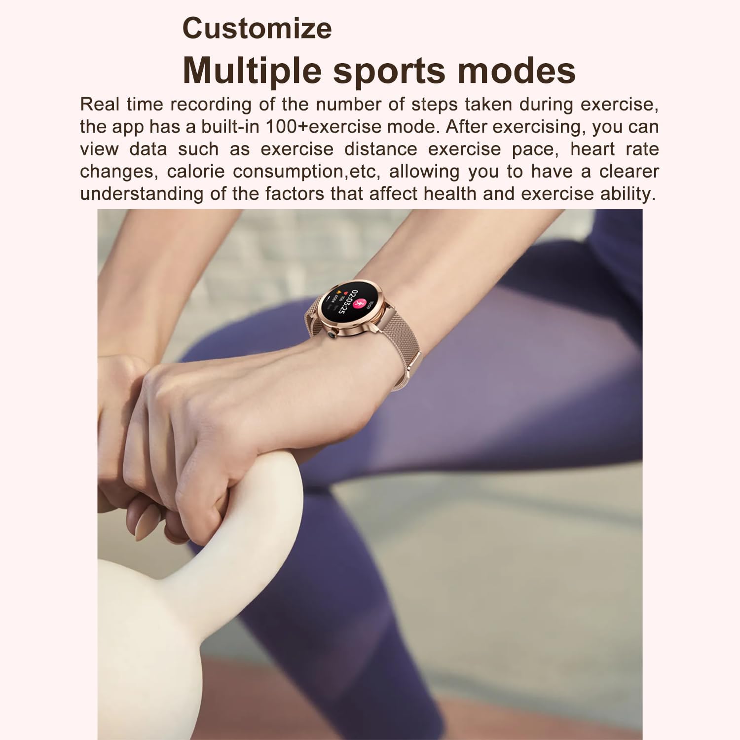 Smartwatch für Damen mit Bluetooth-Anruf, Smartwatch für iPhone und Android-Telefone, Fitness-Tracker-Uhr mit Anruf-/Antwortfunktion, wasserdicht, Herzfrequenz, Blutdruck, Blutsauerstoff (Gold) – Bild 6