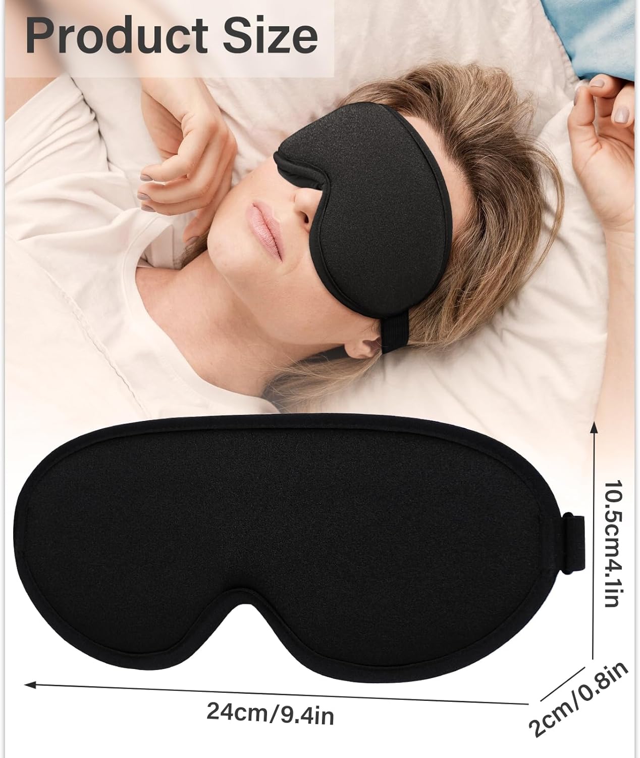 FuninCrea 3D-Schlafmaske aus Seide für Damen und Herren, aktualisierte Schlafmaske, kein Augenabdruck, weiche und bequeme Augenmaske, Schlafmaske, Lichtblockierung mit verstellbarem Gummiband, Schwarz – Bild 5