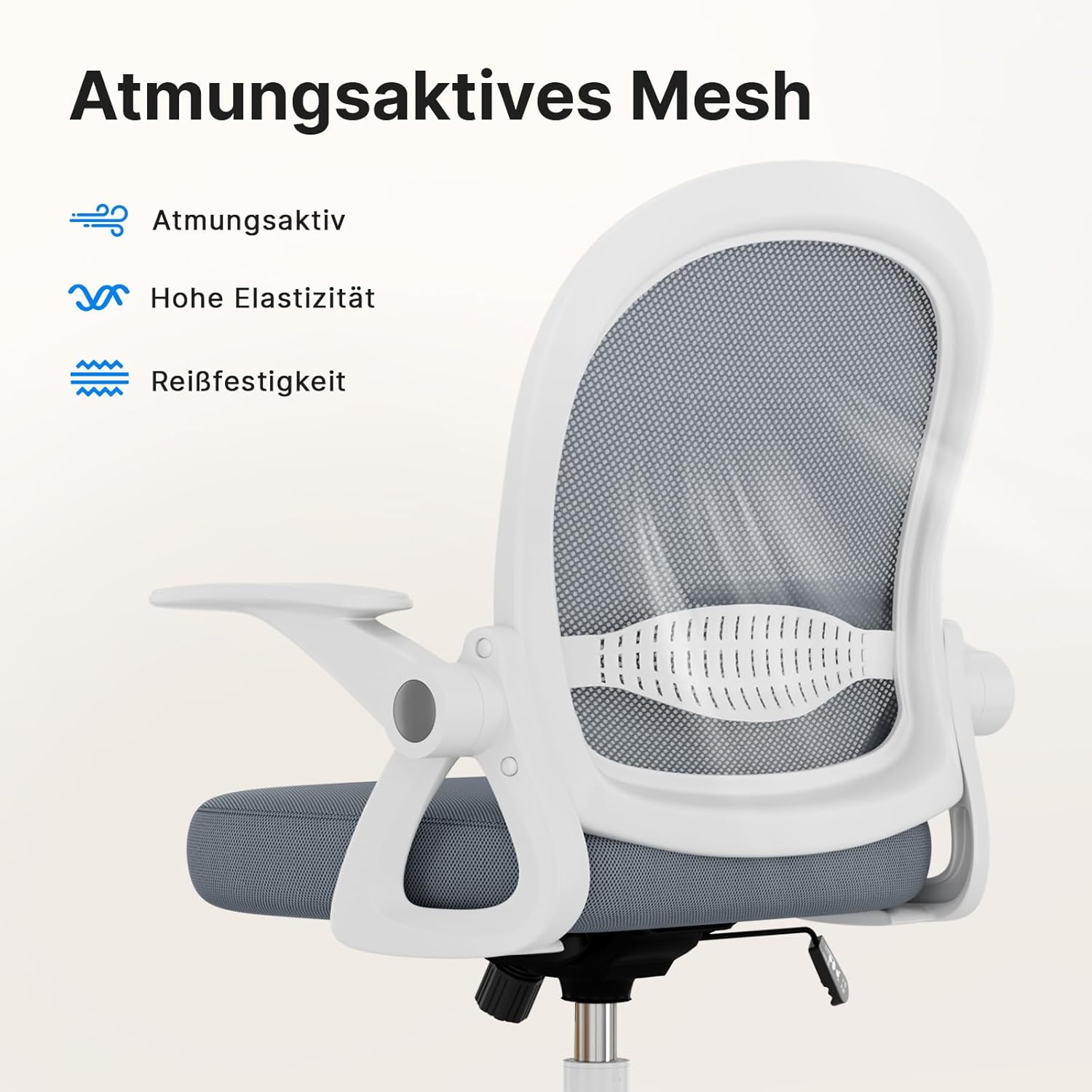 naspaluro Bürostuhl, ergonomischer Schreibtischstuhl mit atmungsaktiver Netzpolsterung, klappbare Armlehnen, höhenverstellbarer Computerstuhl, leichter Stuhl, 360°-Drehstuhl, dunkelblau – Bild 5