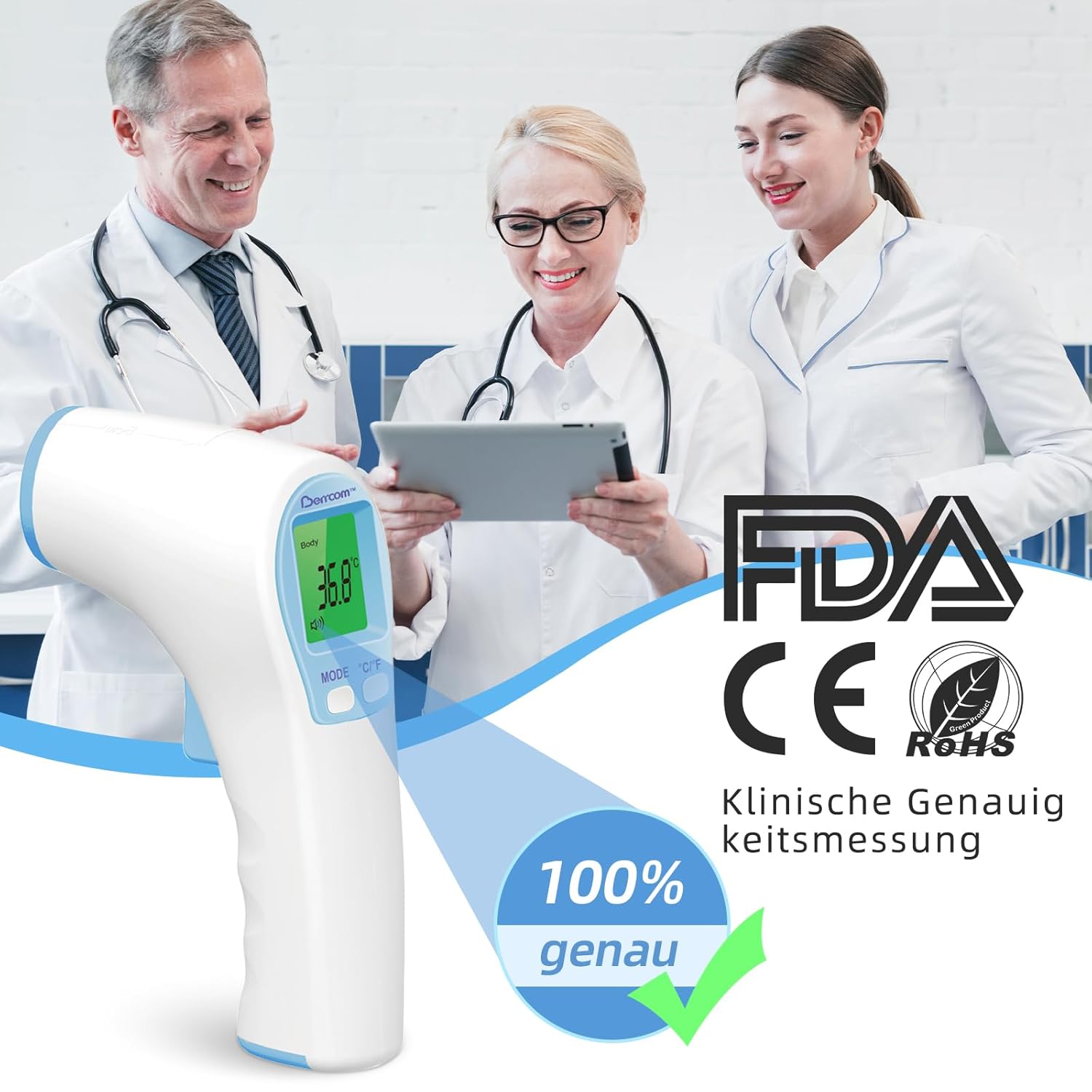 Berrcom Fieberthermometer, kontaktloses Infrarot-Stirnthermometer für Babys, Kinder, Erwachsene, digitales medizinisches Thermometer 3 in 1 mit sofort genauen Messwerten – Bild 7