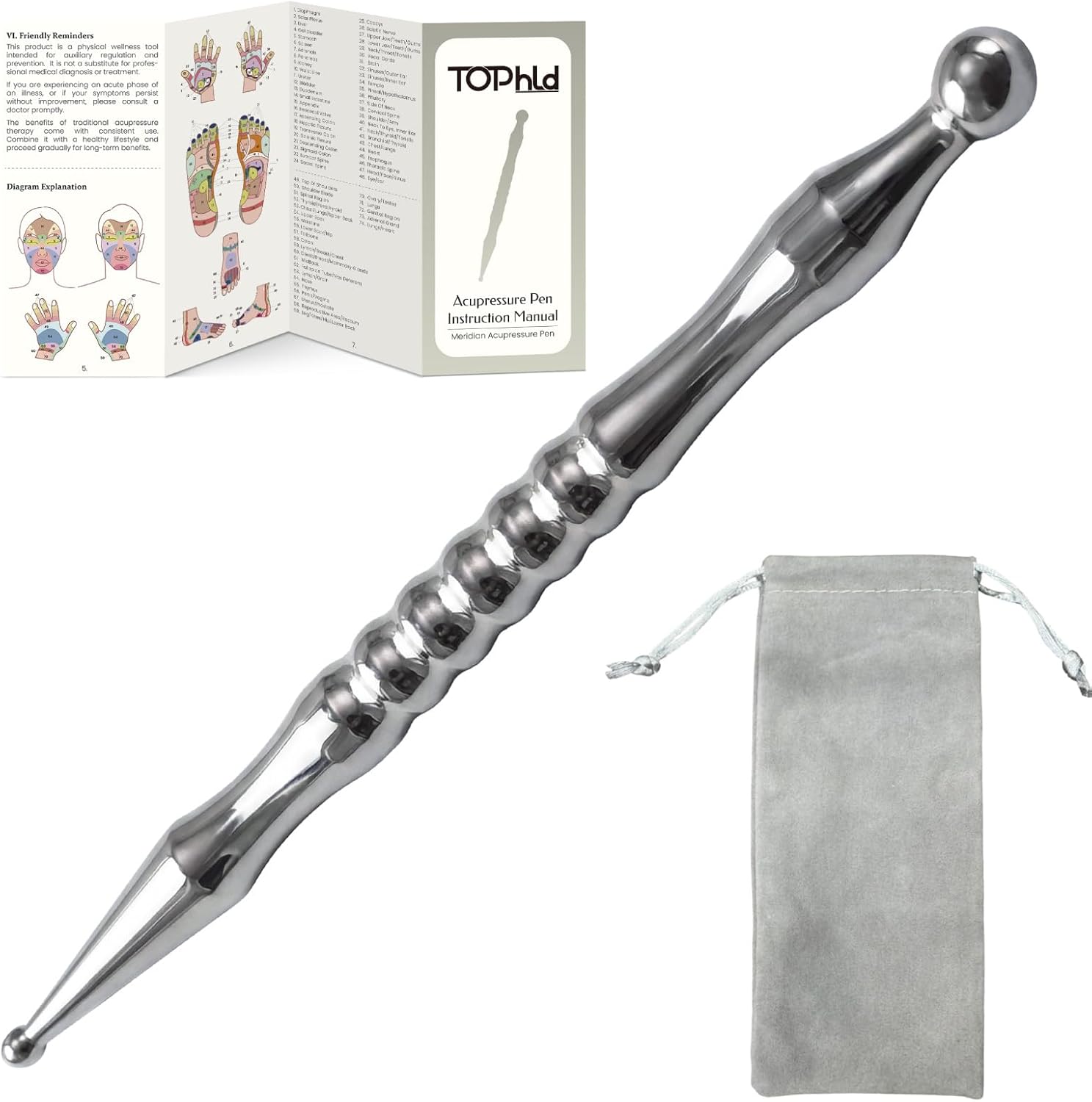 Akupunkturstift, Premium-Akupressurstift aus Edelstahl zur Schmerzlinderung bei Muskelverspannungen, Triggerpunkt-Massagestift, manuelles Reflexzonenmassagegerät